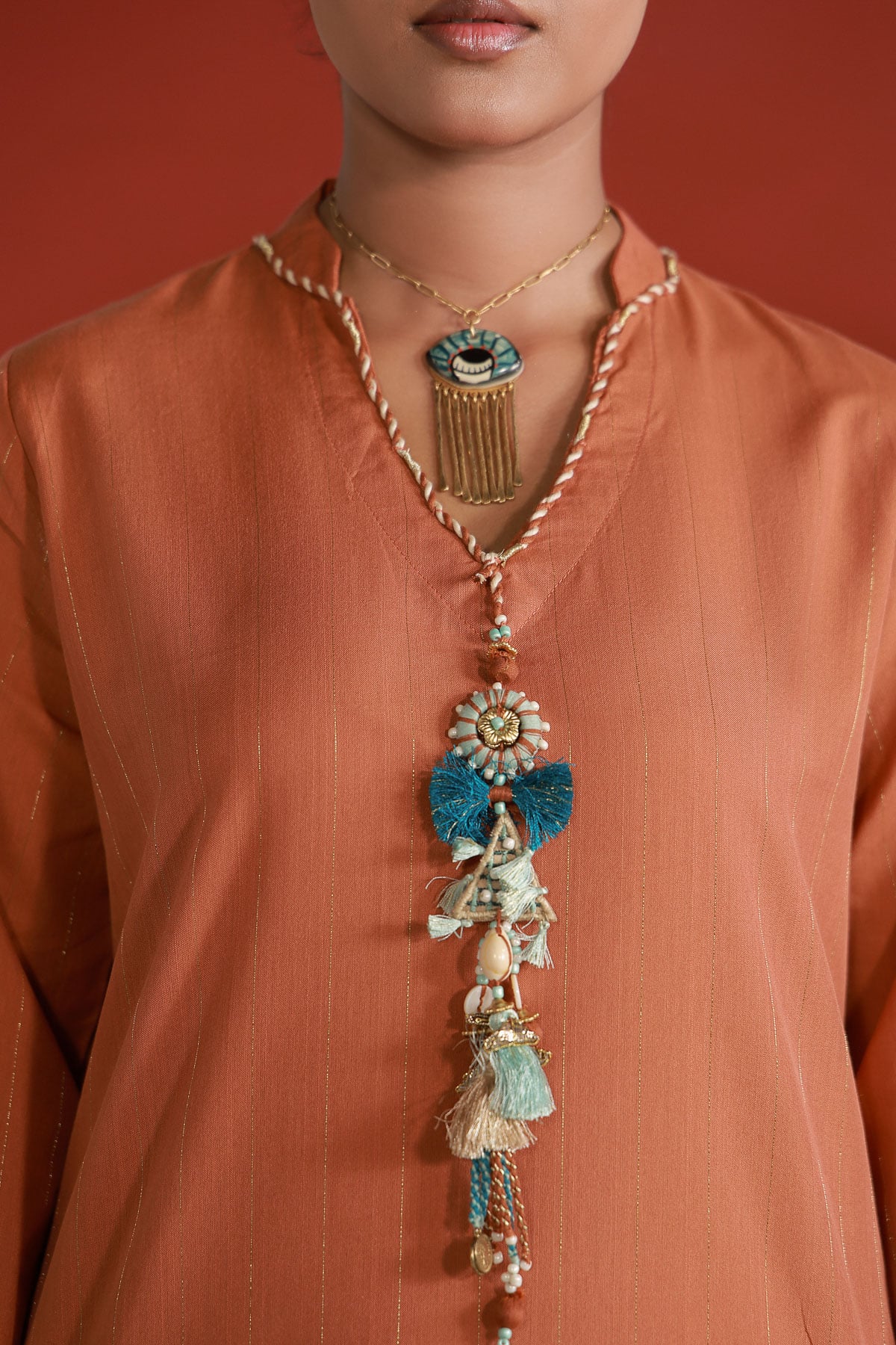 Yarn Dyed Embroidered Handwoven Kurta - 2-26-202-A-D-VG