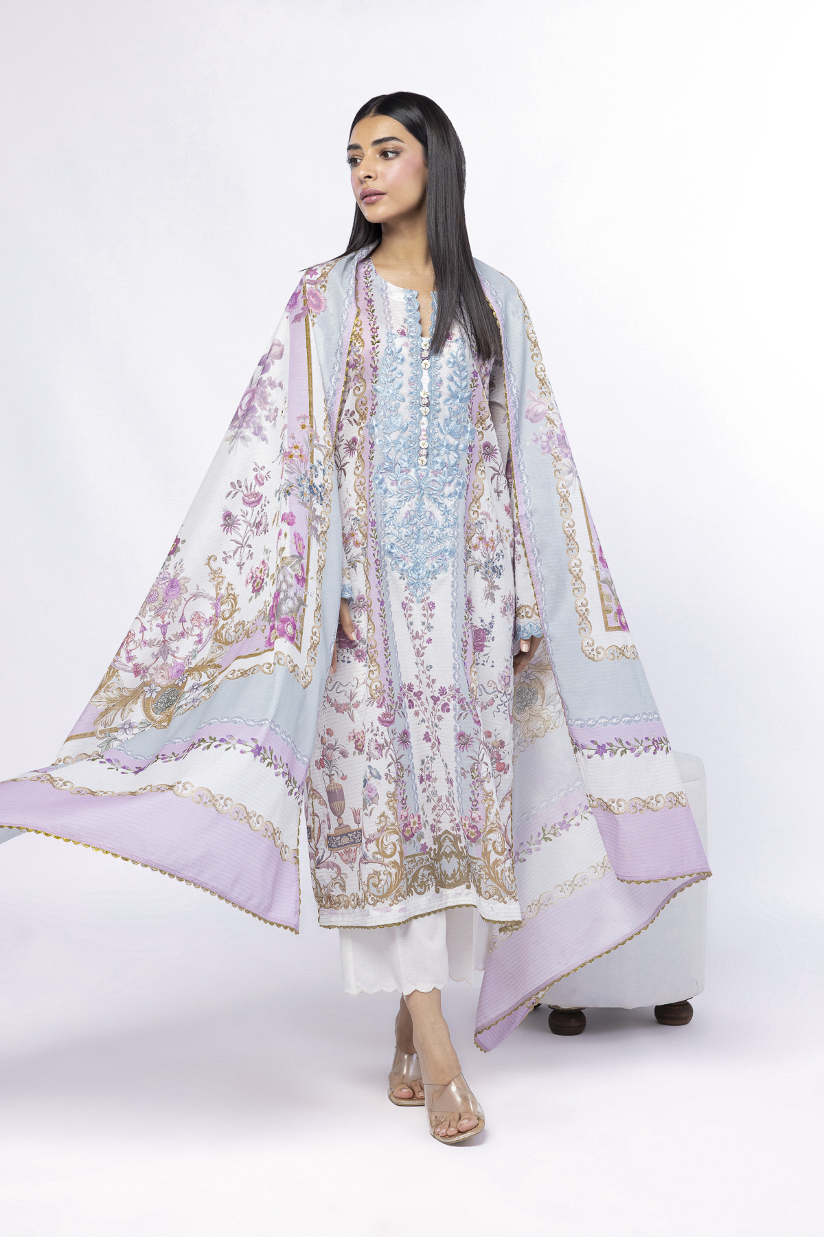 Embroidered Messuri Fabrics 3 Piece - CA02A-VG