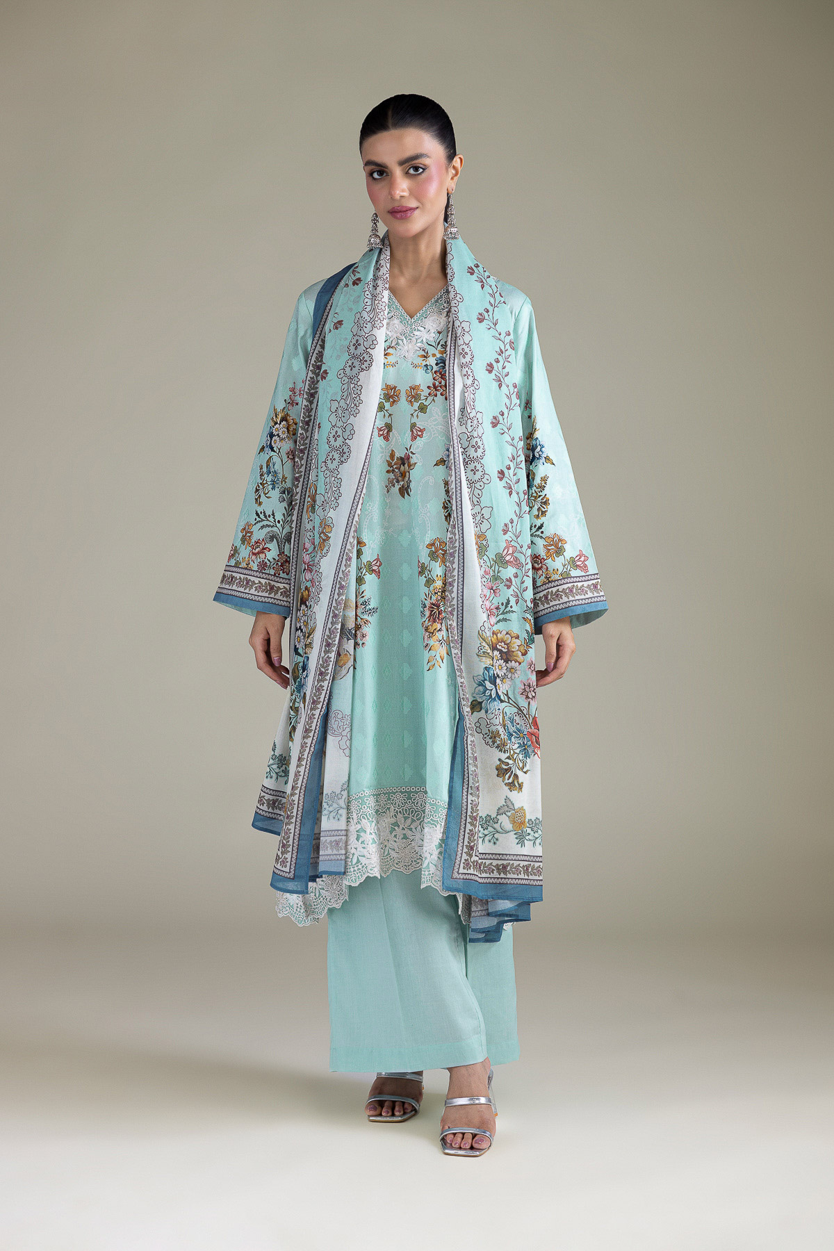 Embroidered Broshia Fabrics 3 Piece - T-A33-26-207FD1-VG