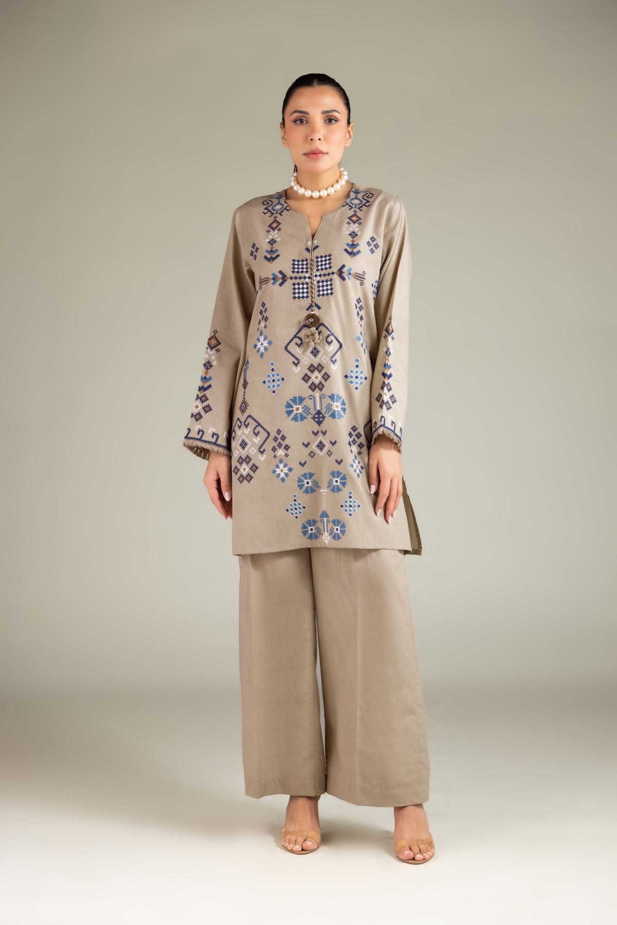 Embroidered Cambric Fabrics 2 Piece | Top and Bottom - A11-26-111FE1-VG