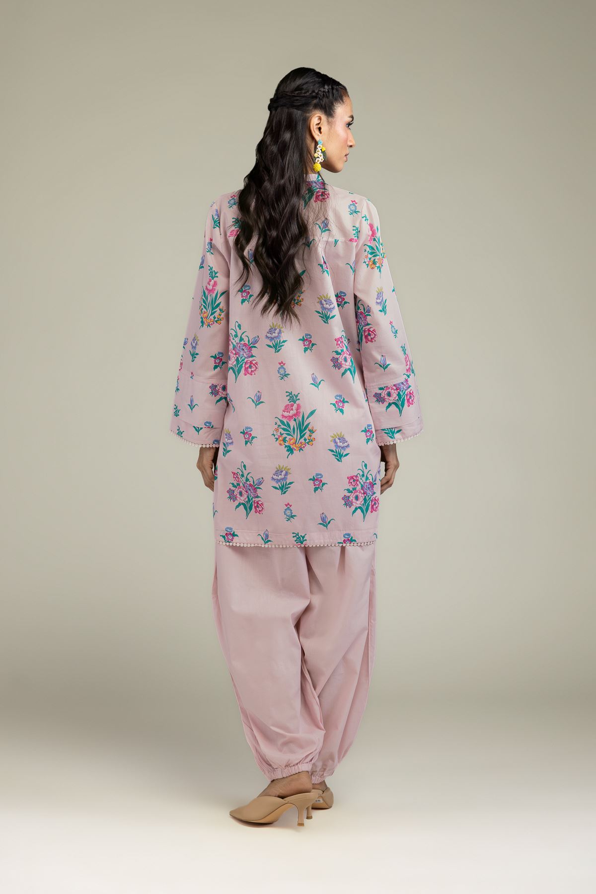 Printed Cambric Short Pink Kurta - 2-26-207-A-C1-VG