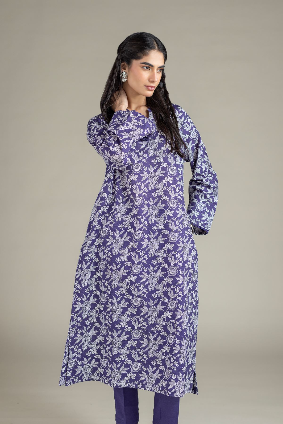 Printed Khaddar Kurta - 25-10-12E1-04TA-VG