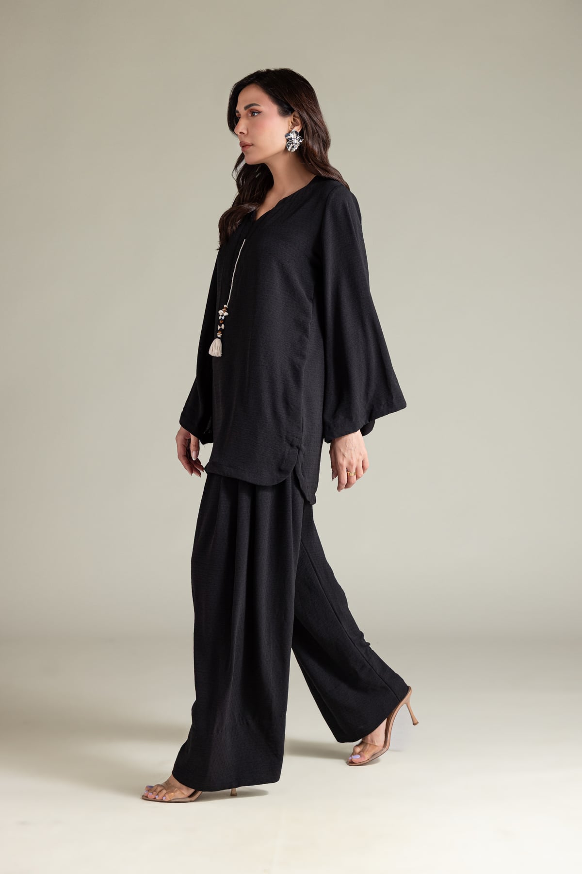 Dyed Textured Georgette Black Solid Shalwar - 8-26-202-A-A1-VG