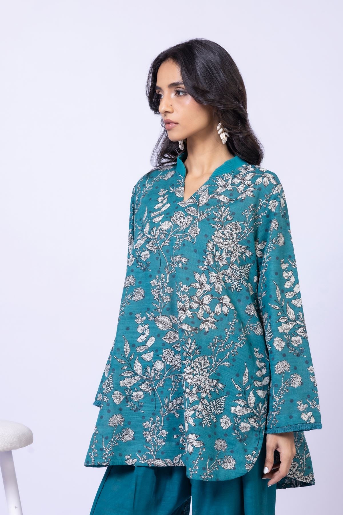 Printed Textured Cotton Kurta - 25-10-11E1-07TA-VG
