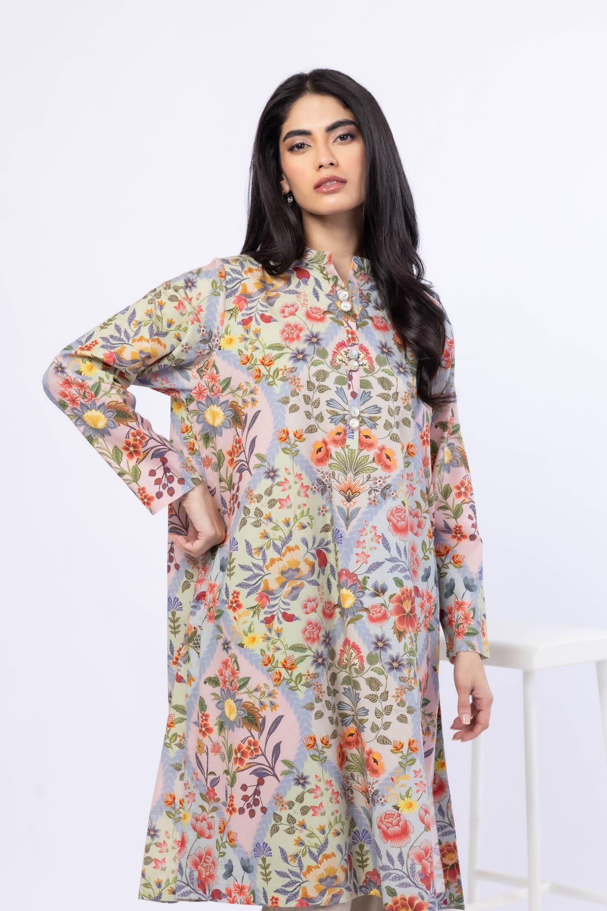 Printed Cotton Dobby Kurta - 25-09-10E4-10TB-VG