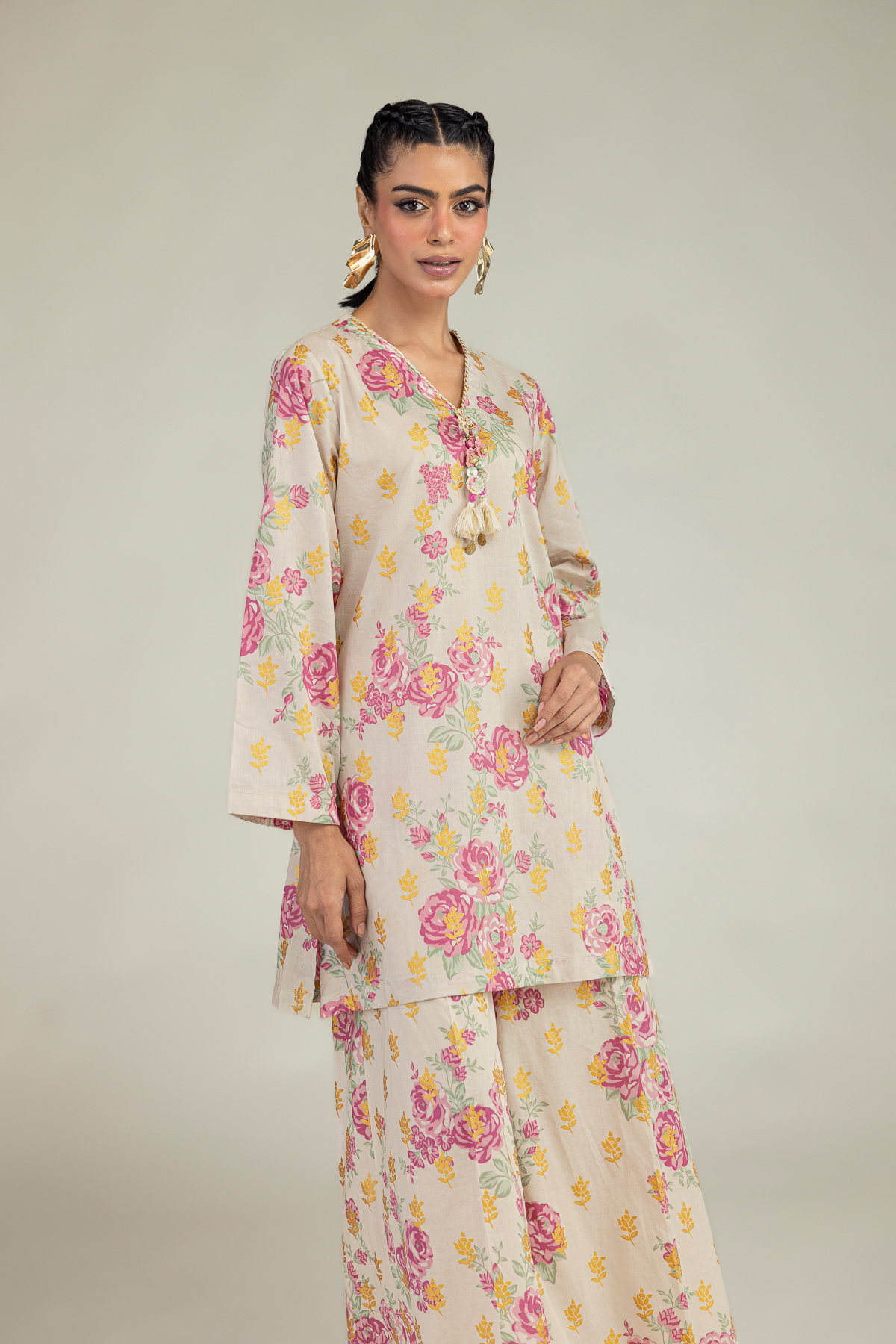Printed Cambric Floral Cambric Kurta - 1-26-236-A-I2-VG