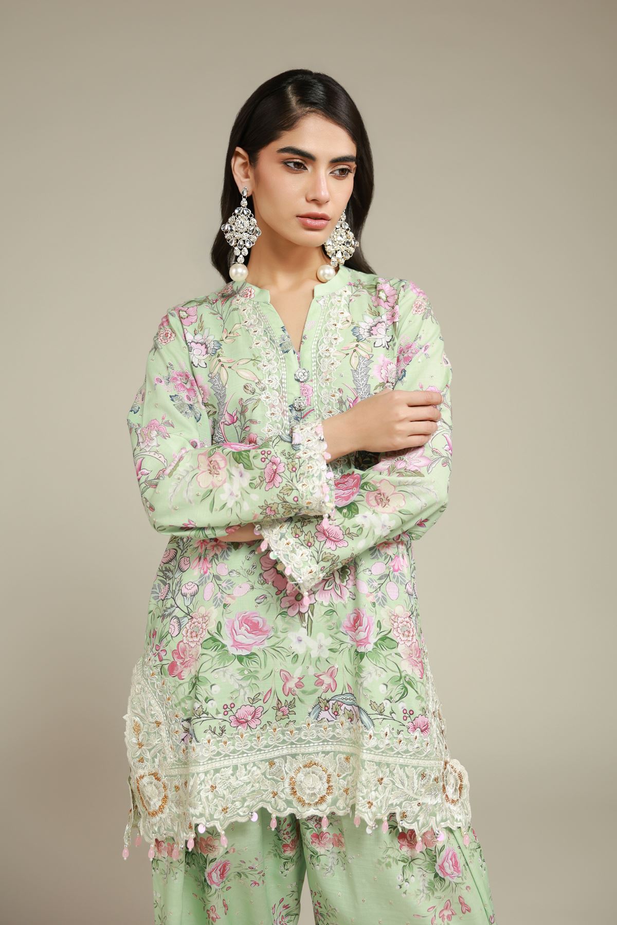Embroidered Raw Silk Kurta - 25-10-12E11-07TA-VG