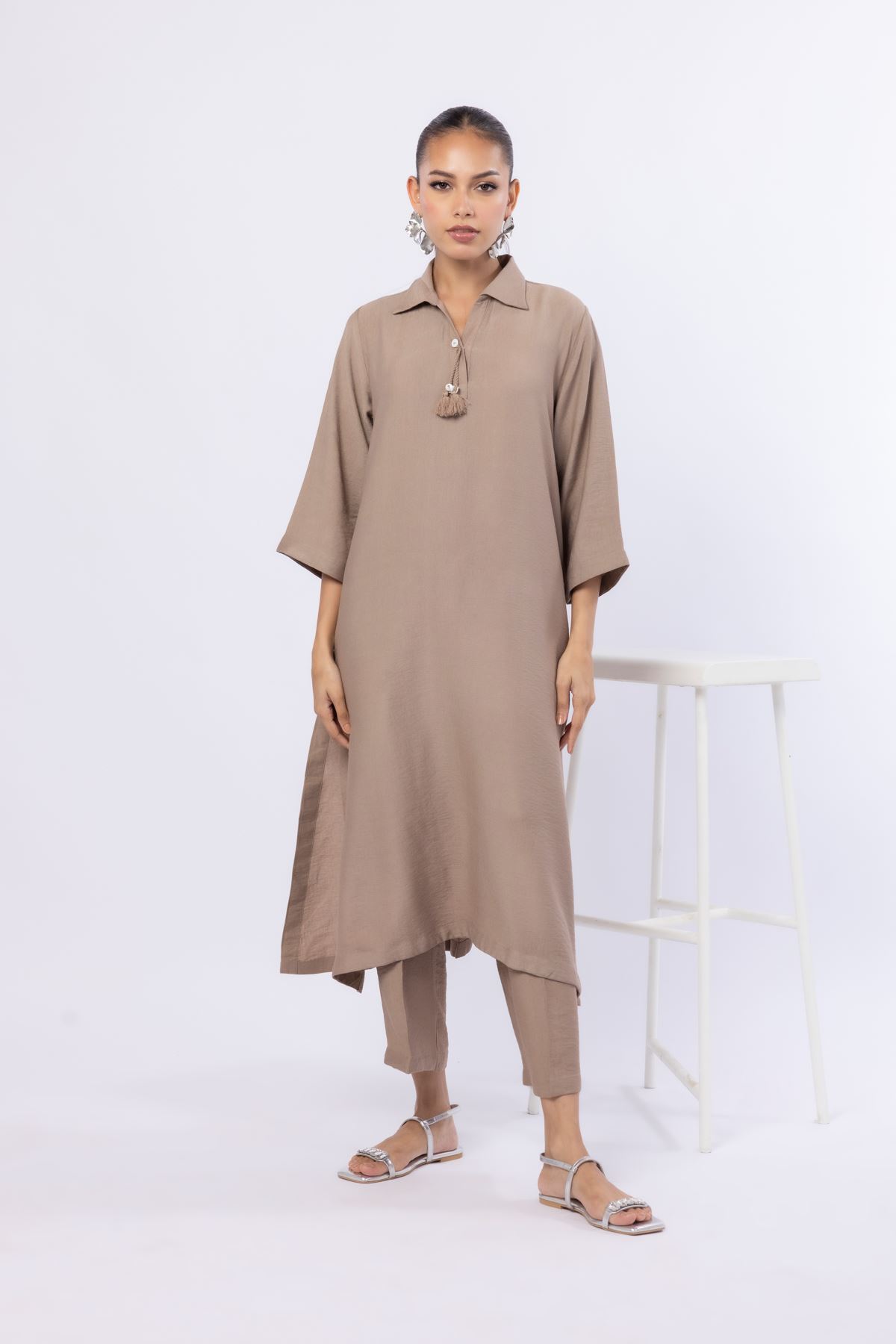 Dyed Cotton Vortex Wrinkle Kurta - 25-04E48-01TB-VG