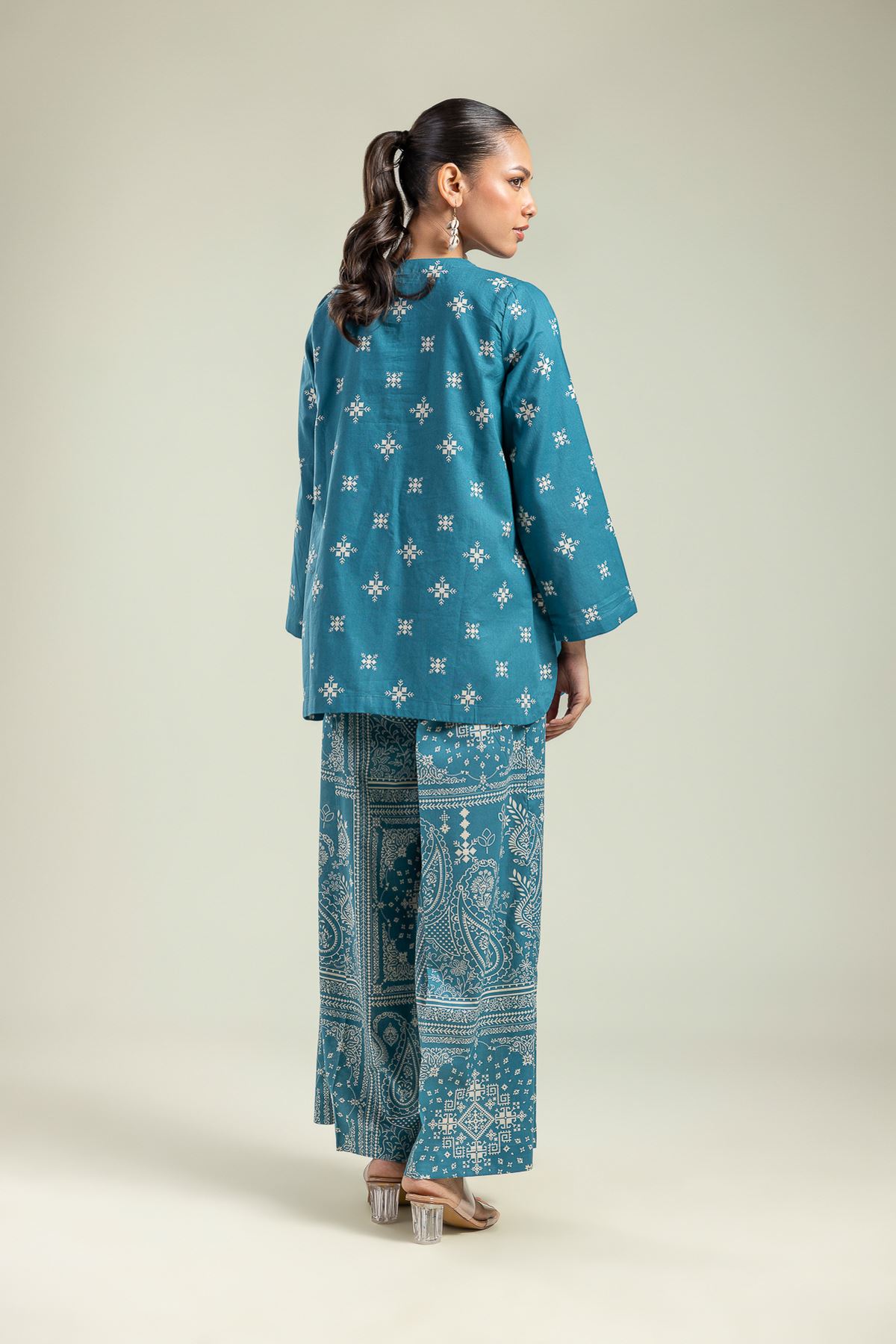 Printed Cambric Teal Cambric Kurta - 26-01-2E1-07TA-VG