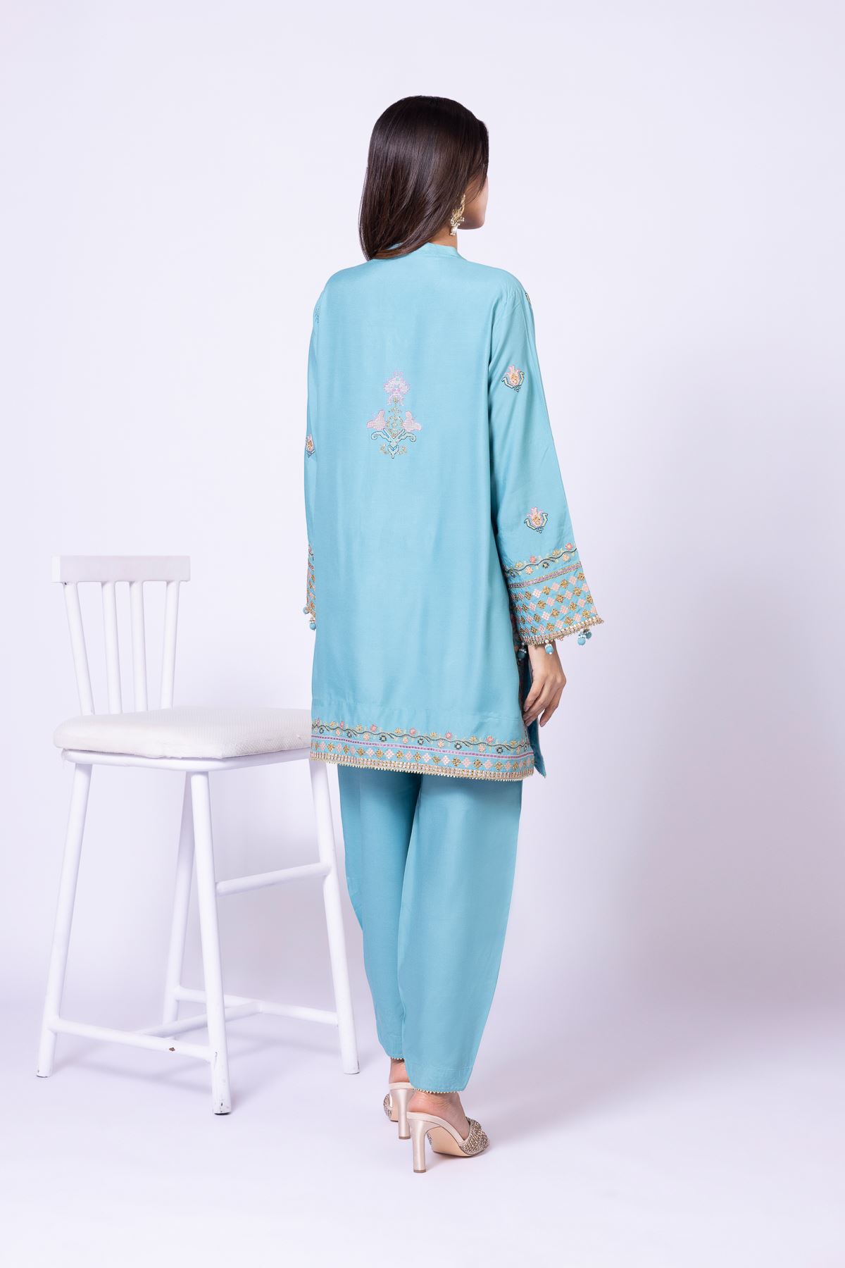Embroidered Raw Silk Kurta - 25-10-10S4-02TA-VG