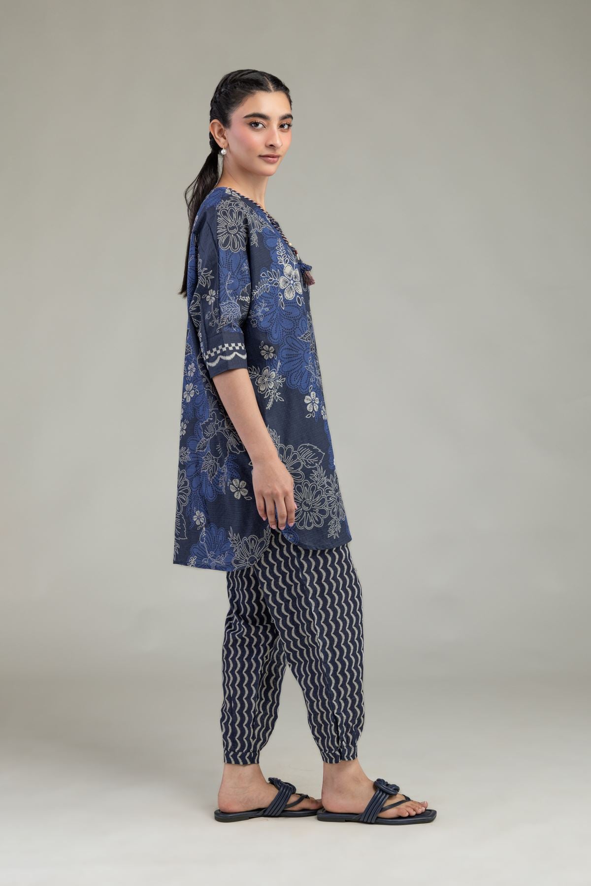 Printed Cotton Dobby Cotton Navy Shalwar - 1-26-212-A-C1-VG