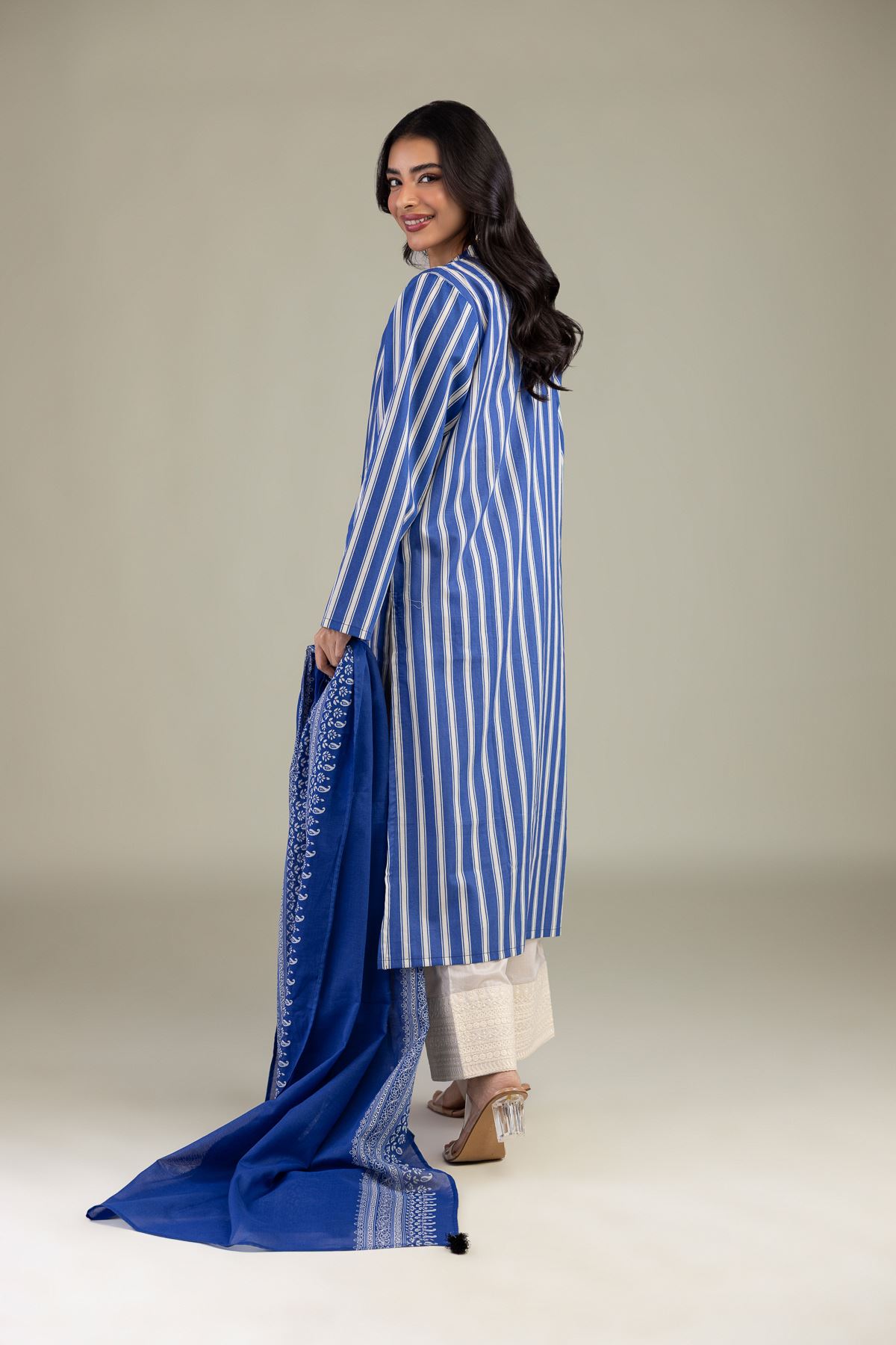 Embroidered Cambric Blue Tailored 3-Piece - 2-26-303-B-F1-VG