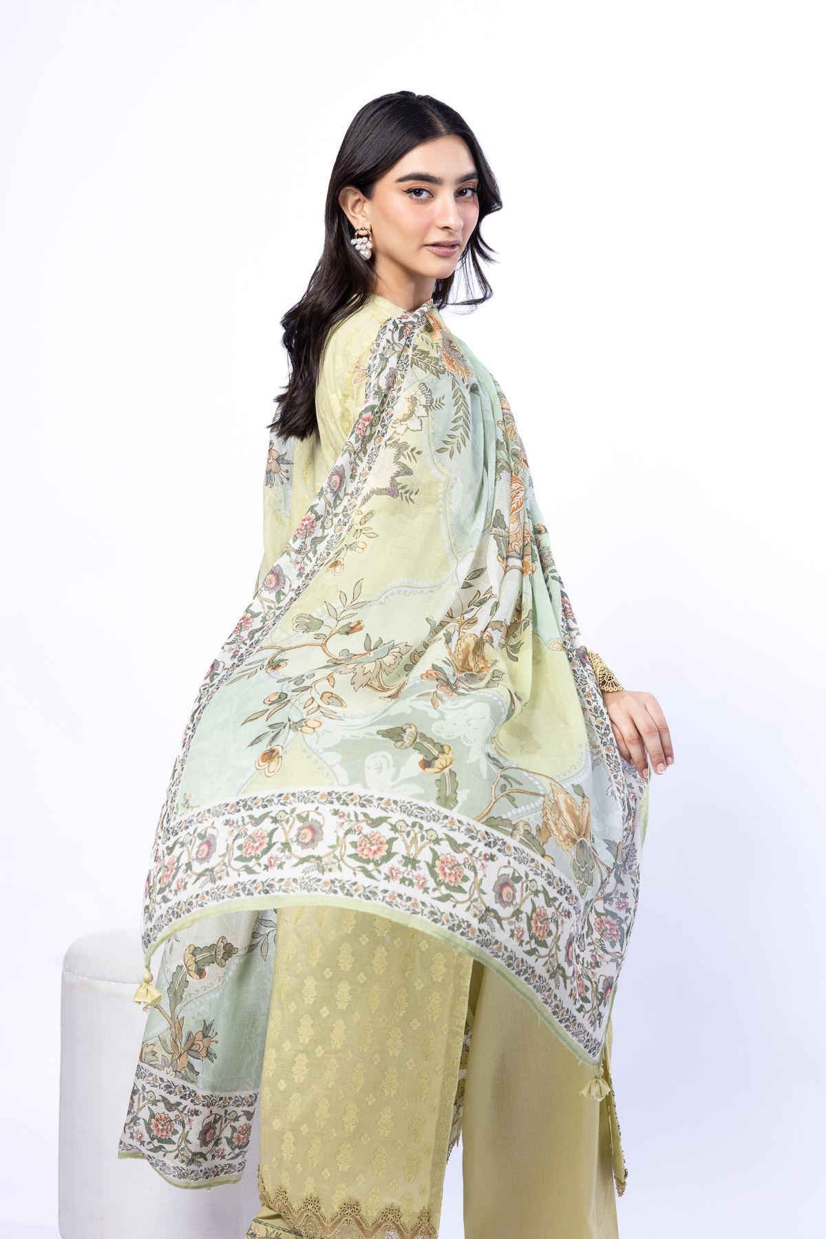 Embroidered Broshia Tailored 3 Piece - CA28BST-VG