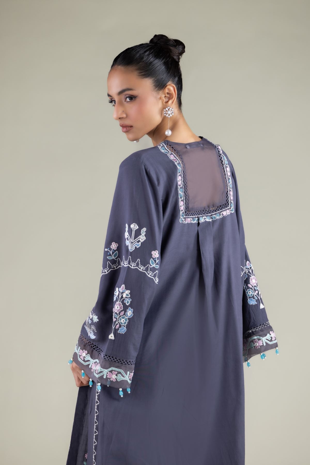 Embroidered Raw Silk Paisley Pearl Kurta - 1-26-126-A-A-VG