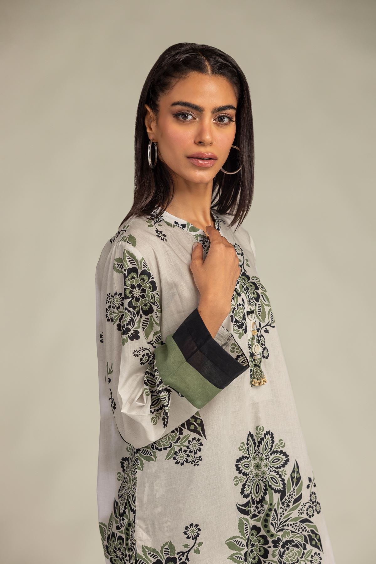 Printed Cambric Floral Cambric Kurta - 1-26-309-B-D1-VG