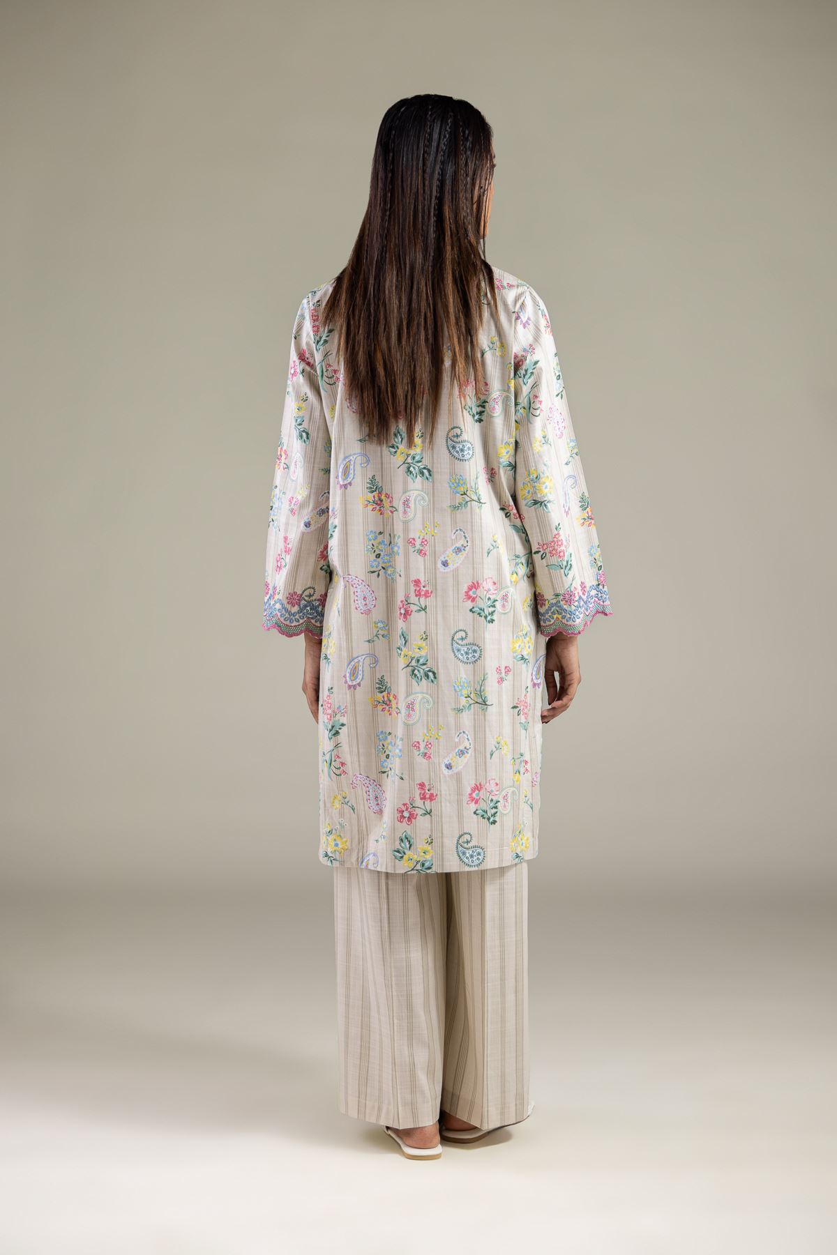 Embroidered Textured Cotton Kurta - 25-00-X2-08TB-VG