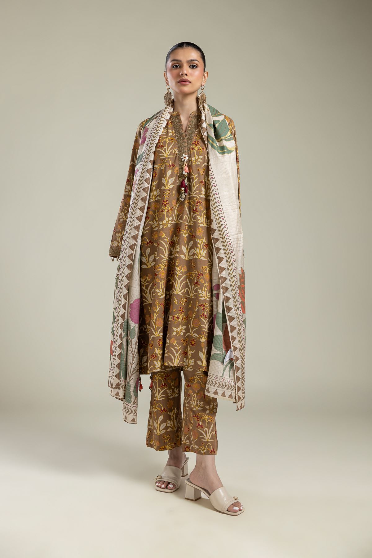 Raw Silk 3-Piece Co-ord Set - 1-26-139-A-D-VG