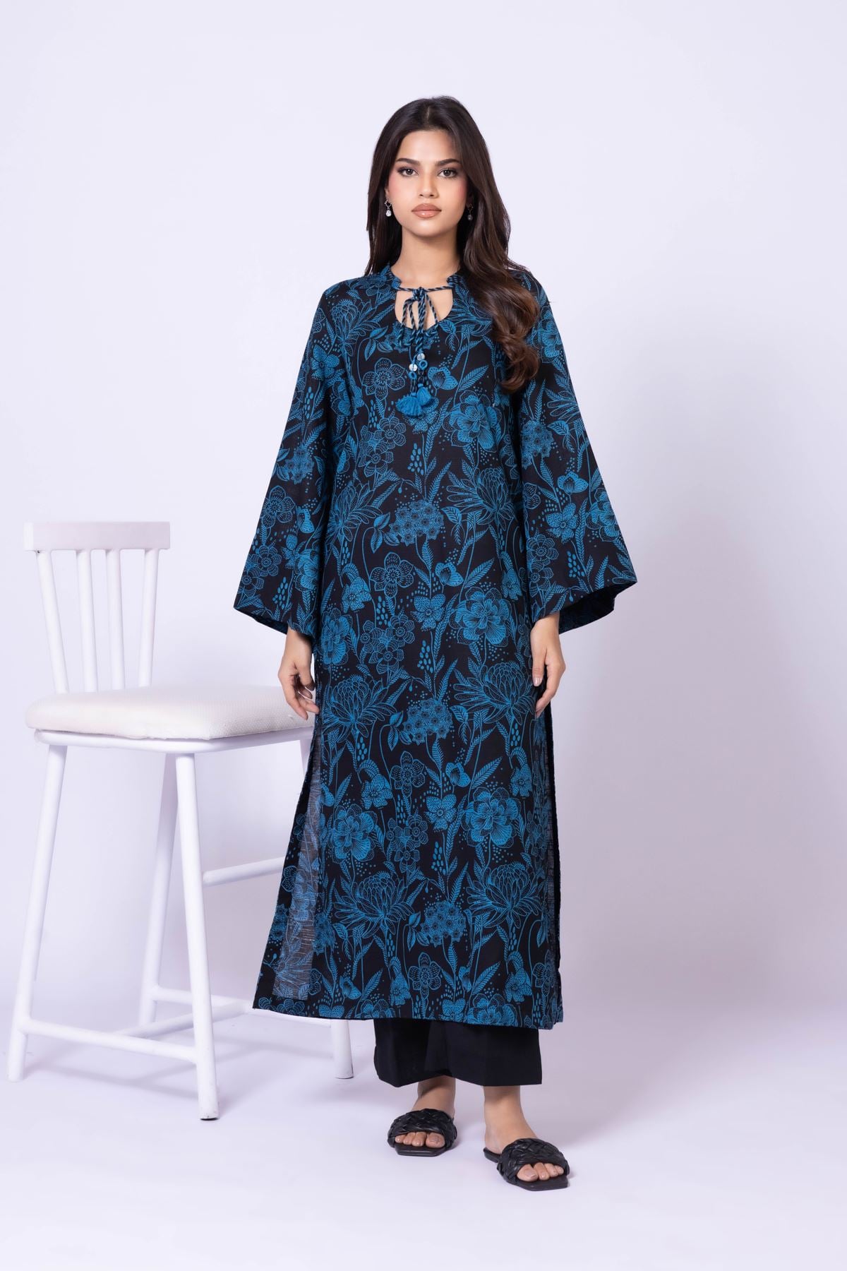 Printed Khaddar Kurta - 25-09-11E11-10TA-VG