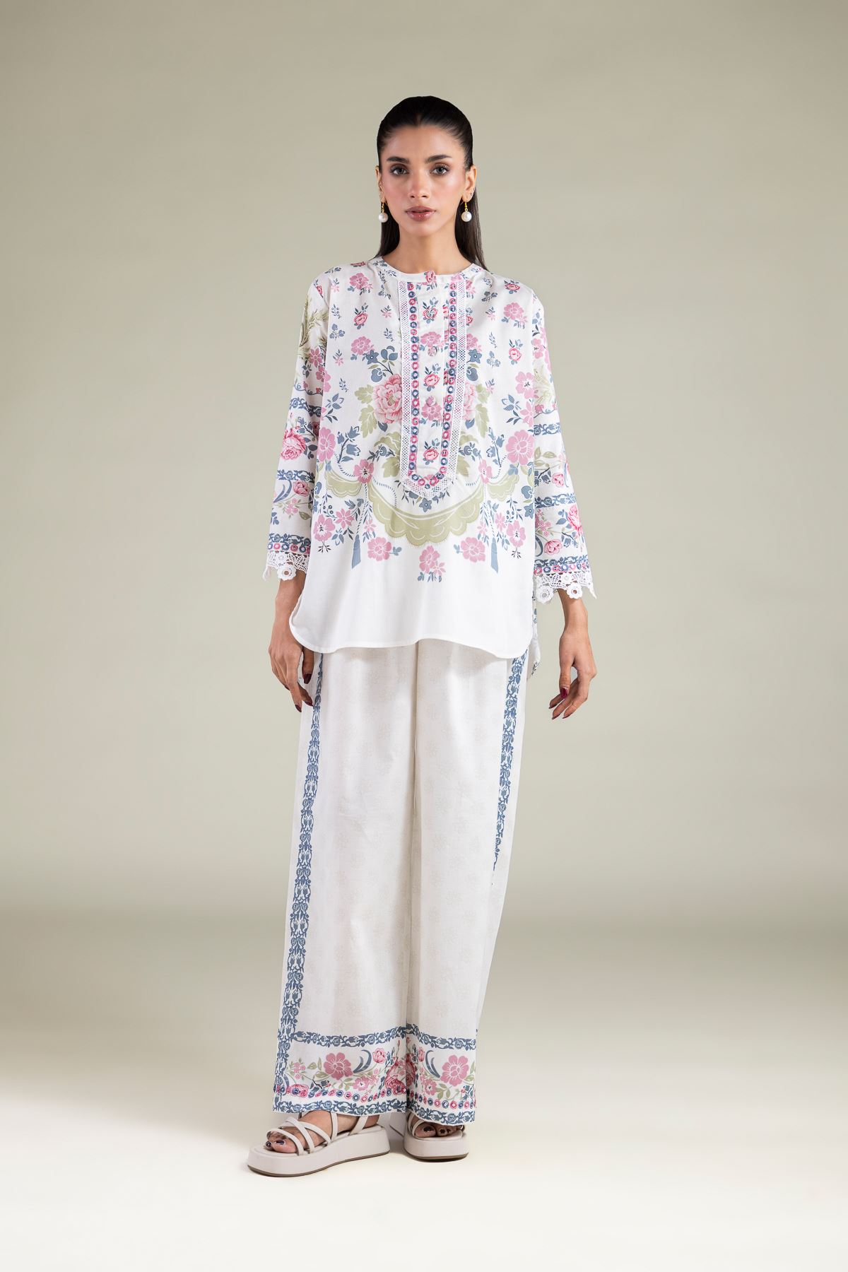 Embroidered Cambric Trousers - 6-26-101-B-D-VG