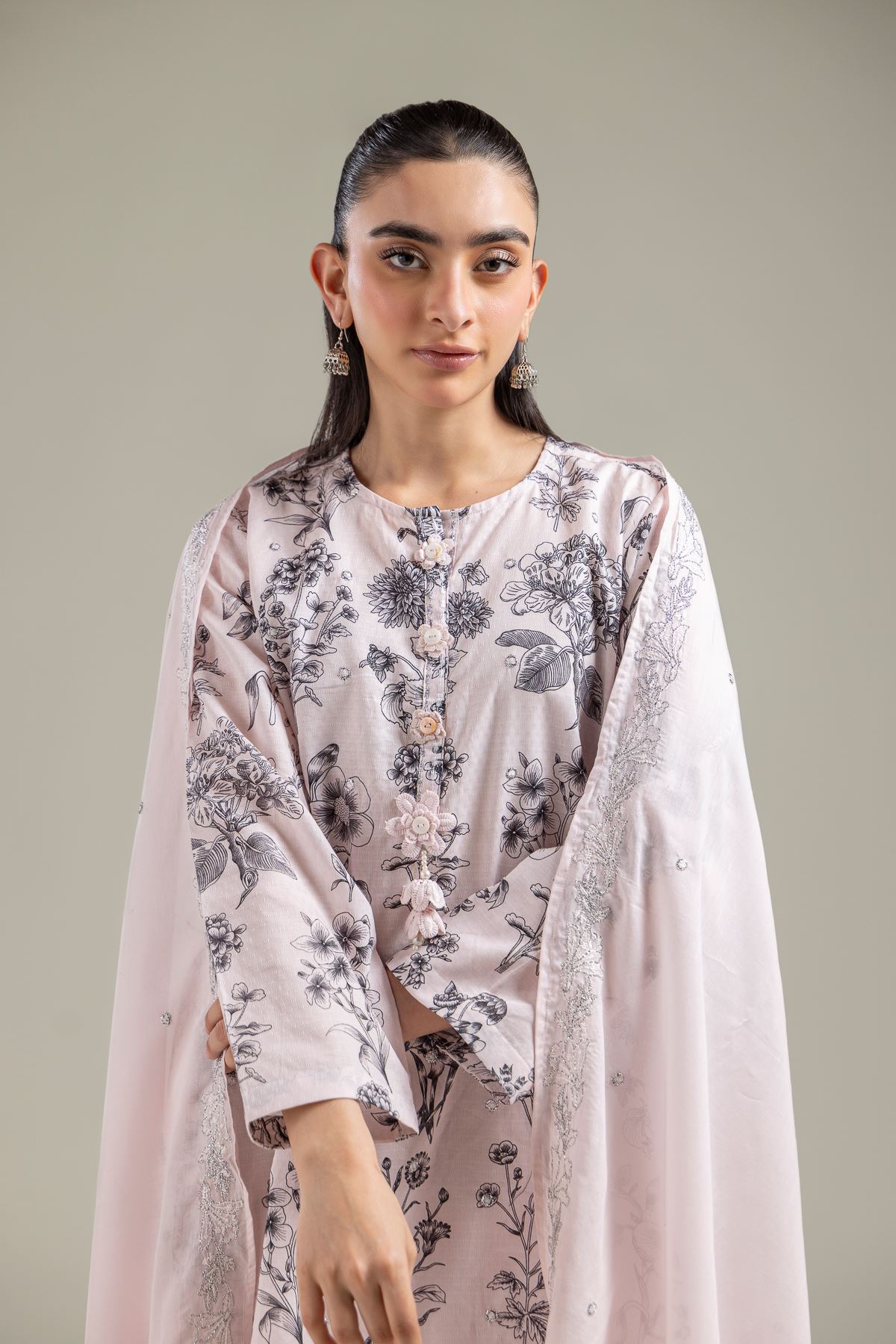 Embroidered Lawn Pink Lawn Dupatta - 1-26-118-A-D-VG