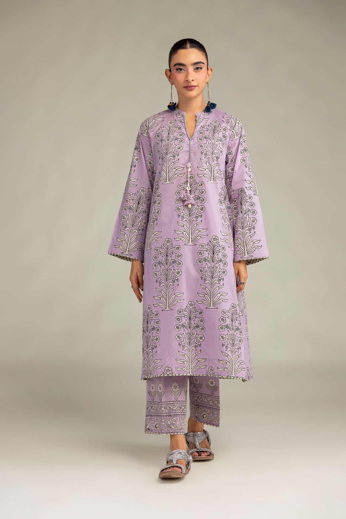 Printed Cambric Floral Lavender Pants - 1-26-102-A-F-VG