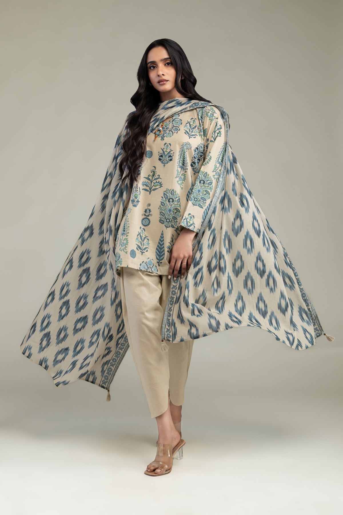 Printed Cambric Floral Cambric Kurta - 2-26-303-C-A1-VG