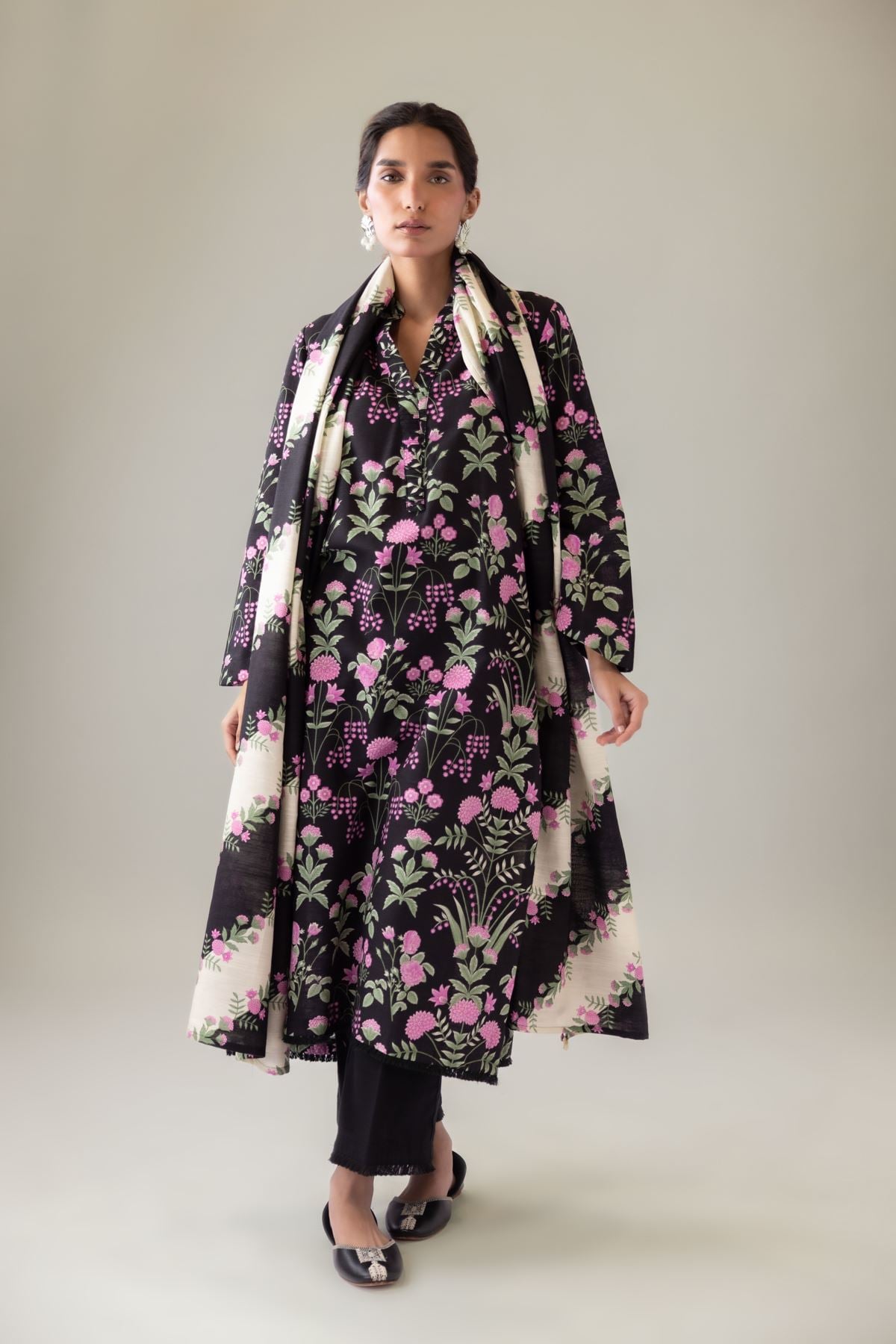 Printed Textured Cotton Dupatta - 25-09-12E2-02TA-VG