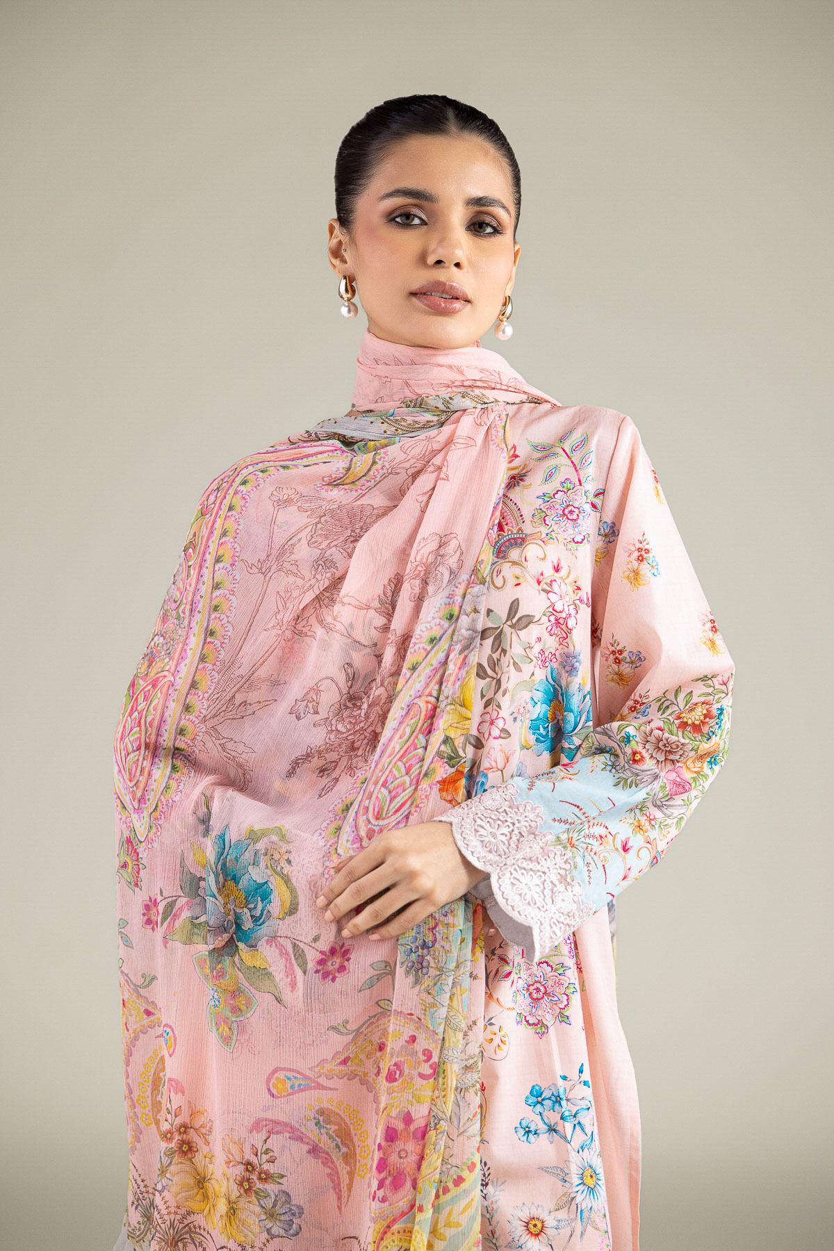 Embroidered Lawn Fabrics 3 Piece - T-A33-26-207FD1-VG