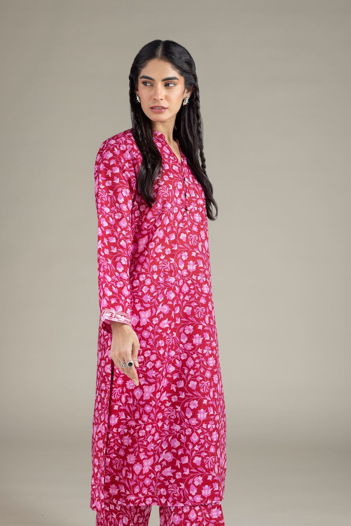 Embroidered Textured Cotton Kurta - 25-04EX18-03TA-VG