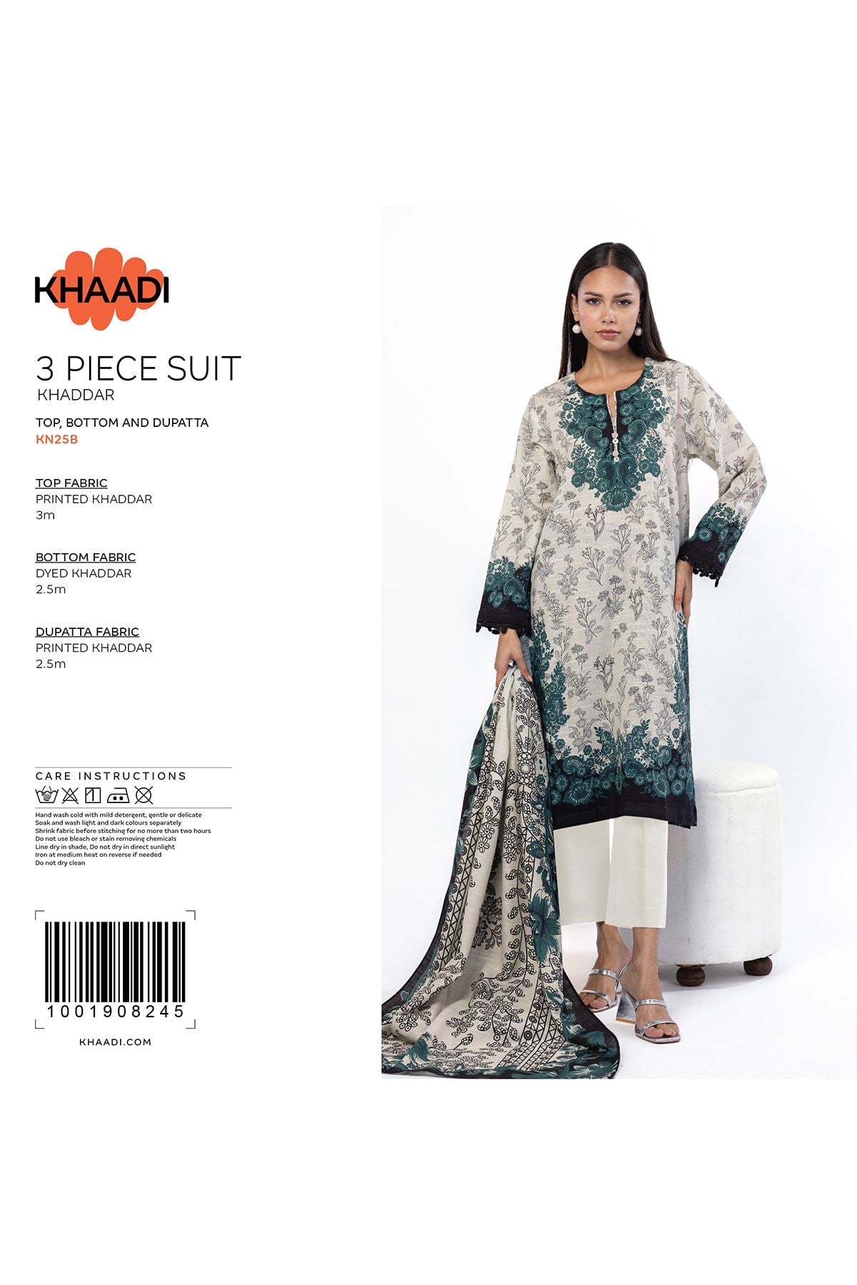 Printed Khaddar Fabrics 3 Piece - 25-09-10E3-07TB-VG
