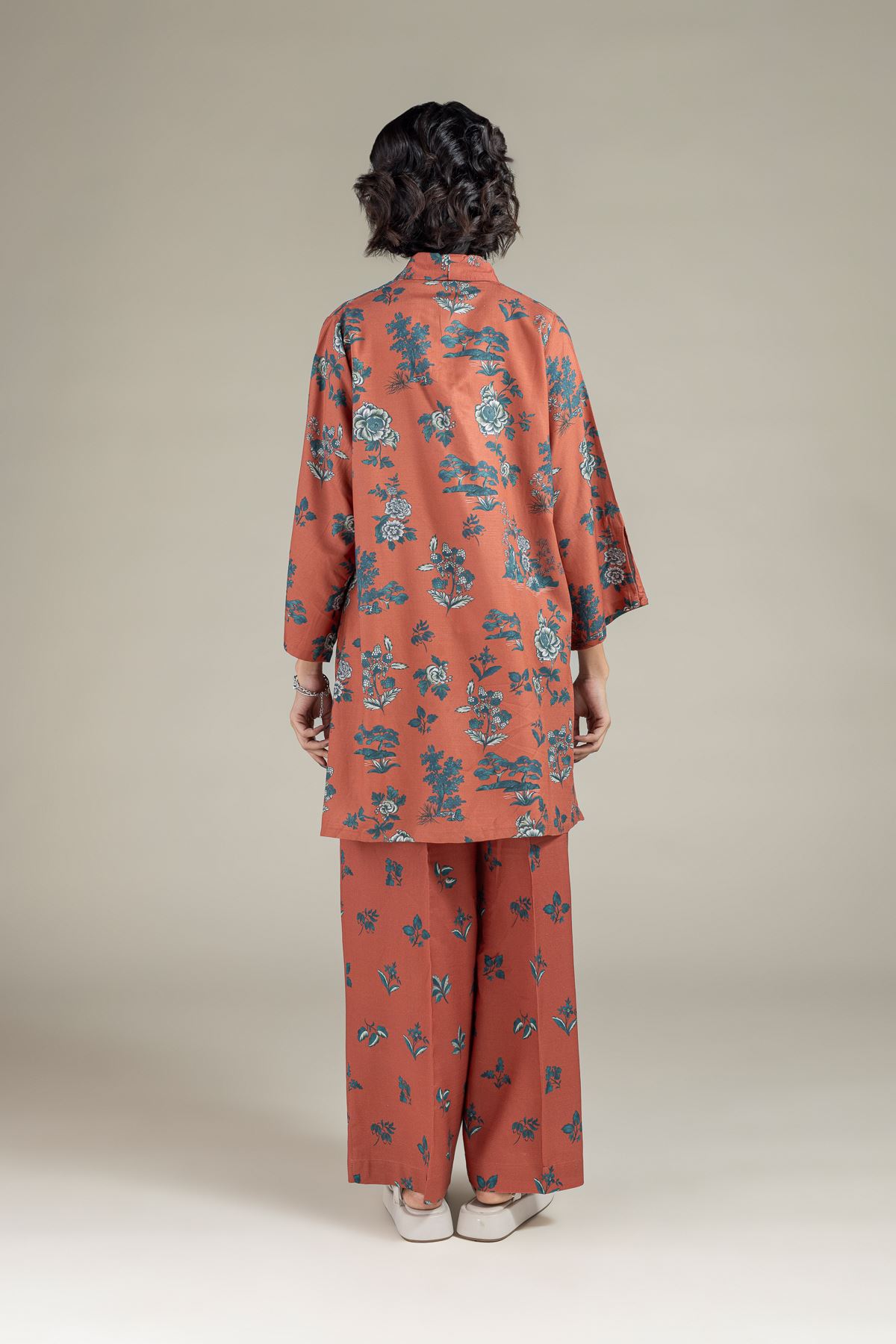 Printed Raw Silk Kurta - 25-10-11E9-07TB-VG
