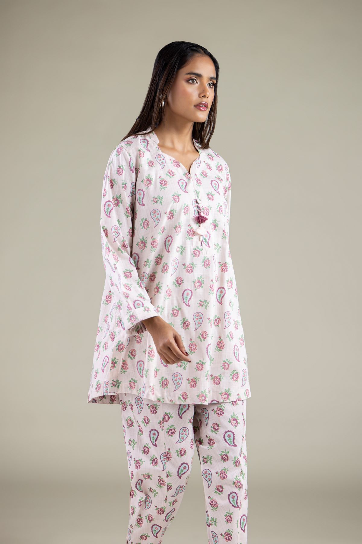 Embroidered Textured Cotton Kurta - 1-26-143-A-H-VG