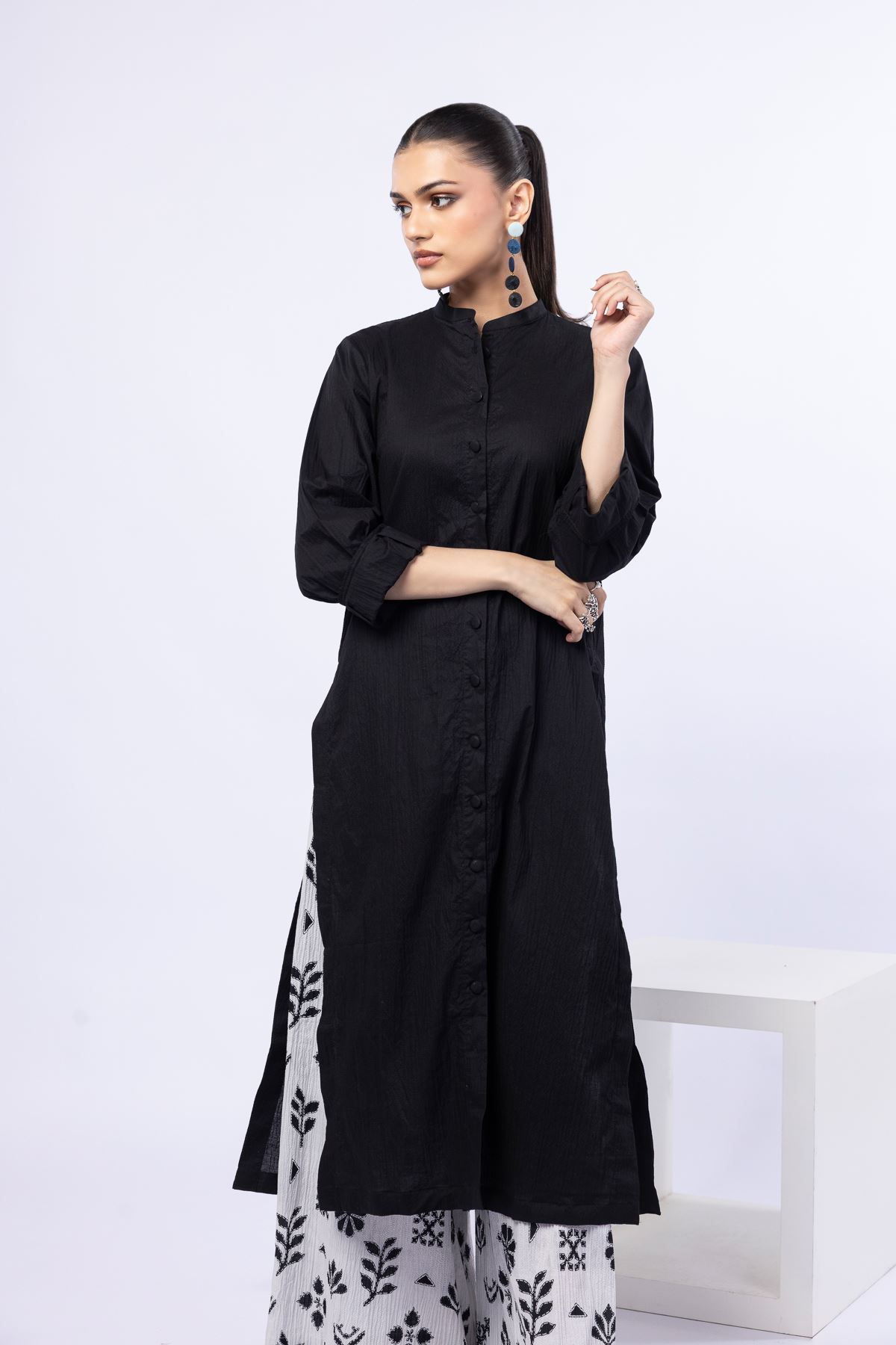 Dyed Ripple Crinkle Kurta - 25-04E43-01TB-VG