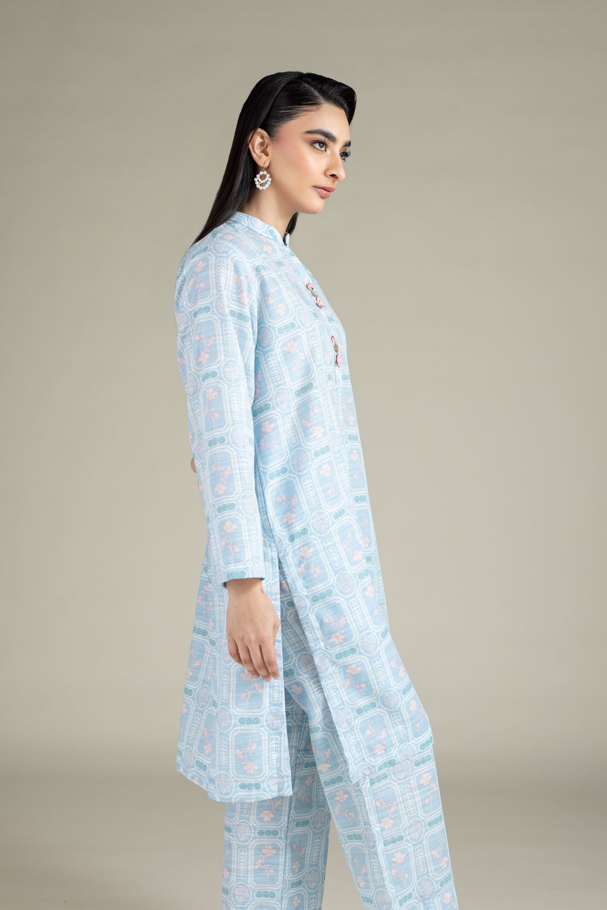 Printed Textured Cotton Kurta - 25-08-8E7-08BA-VG