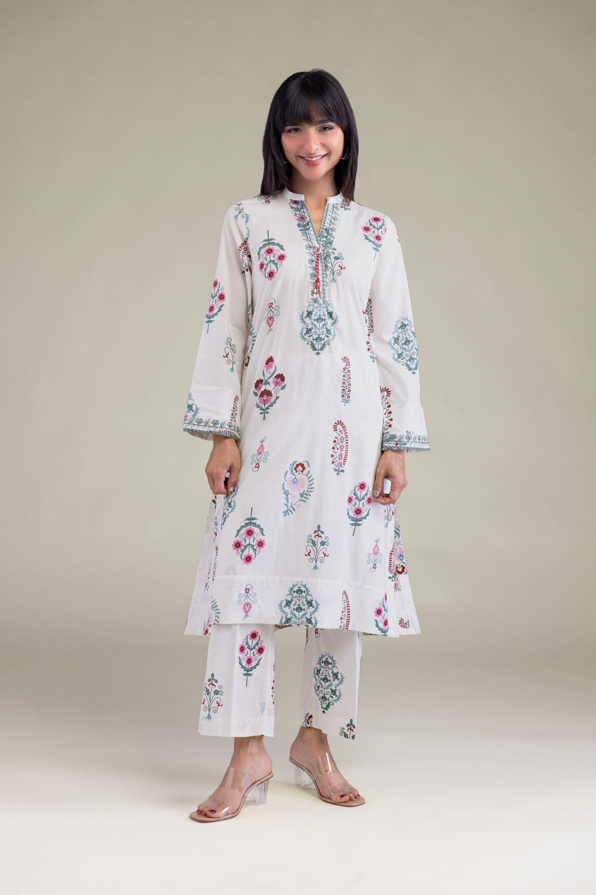 Printed Cambric White Floral Pants - 25-10-10E7-10TB-VG