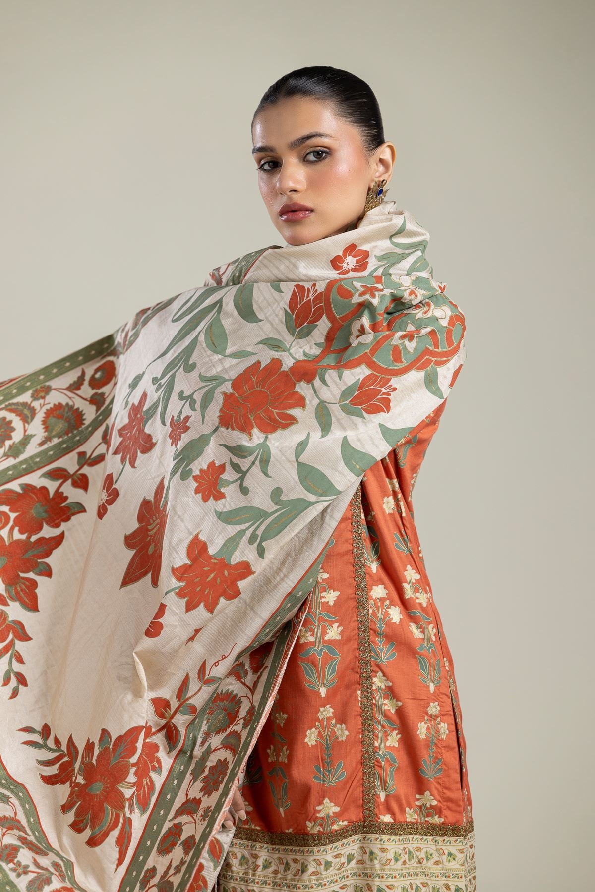 Raw Silk 3-Piece Co-ord Set - 2-26-215-A-G-VG