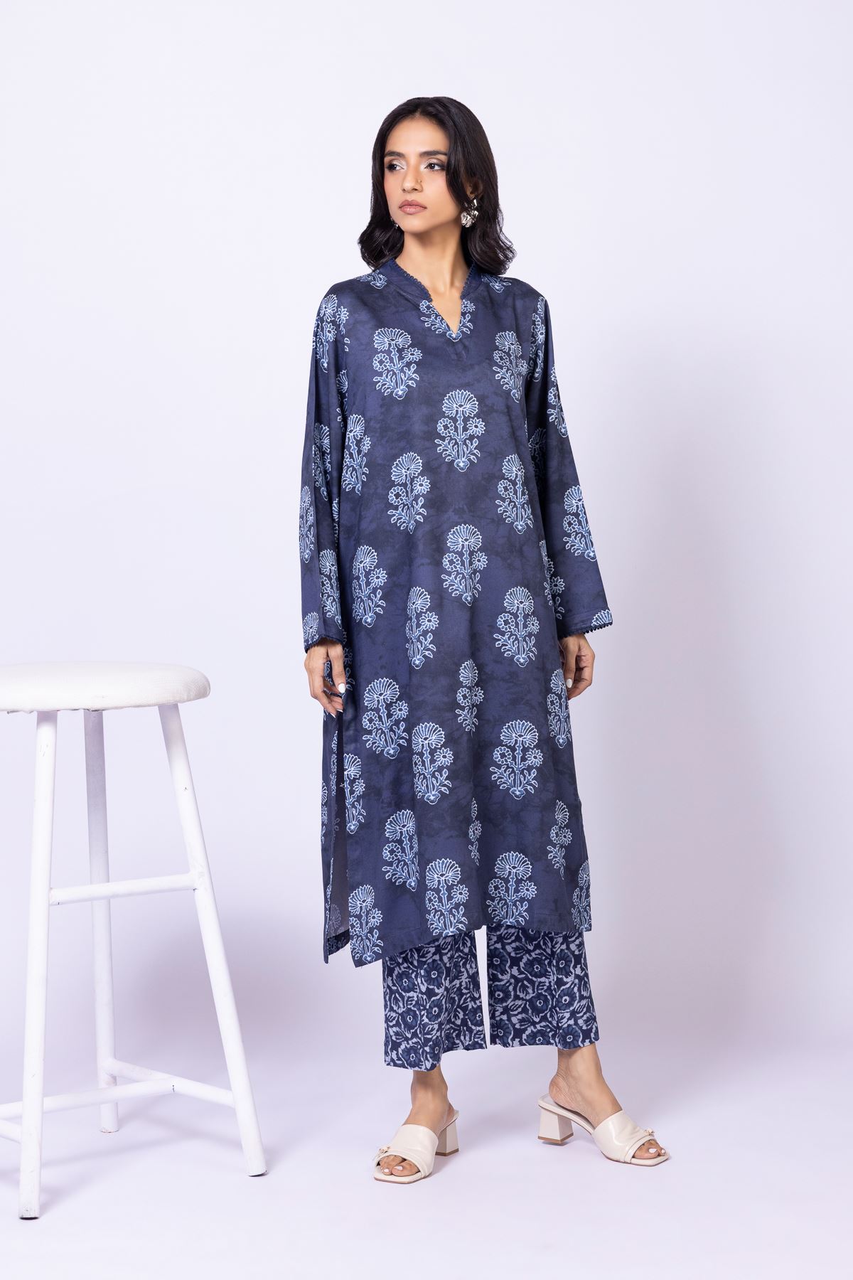 Printed Marina Kurta - 25-09-10E5-08TB-VG