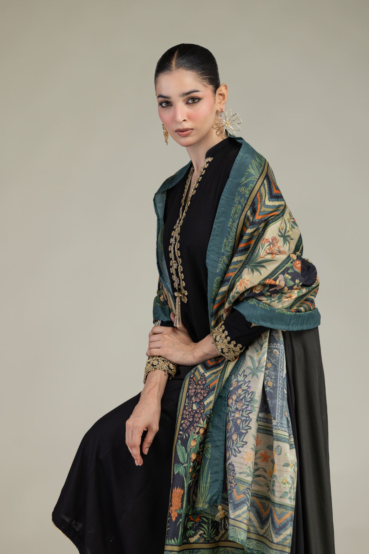 Printed Polyester Silk Floral Silk Dupatta - 2-26-203-A-A1-VG