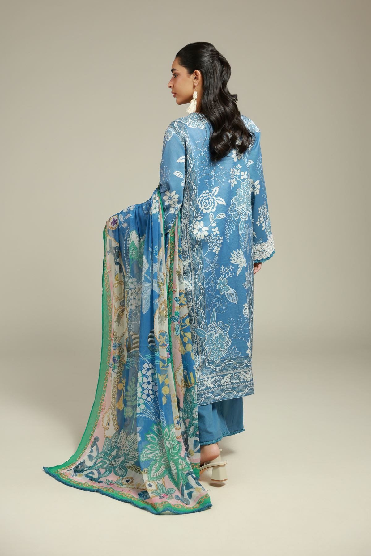 Embroidered Satin Fabrics 3 Piece - 1001940198