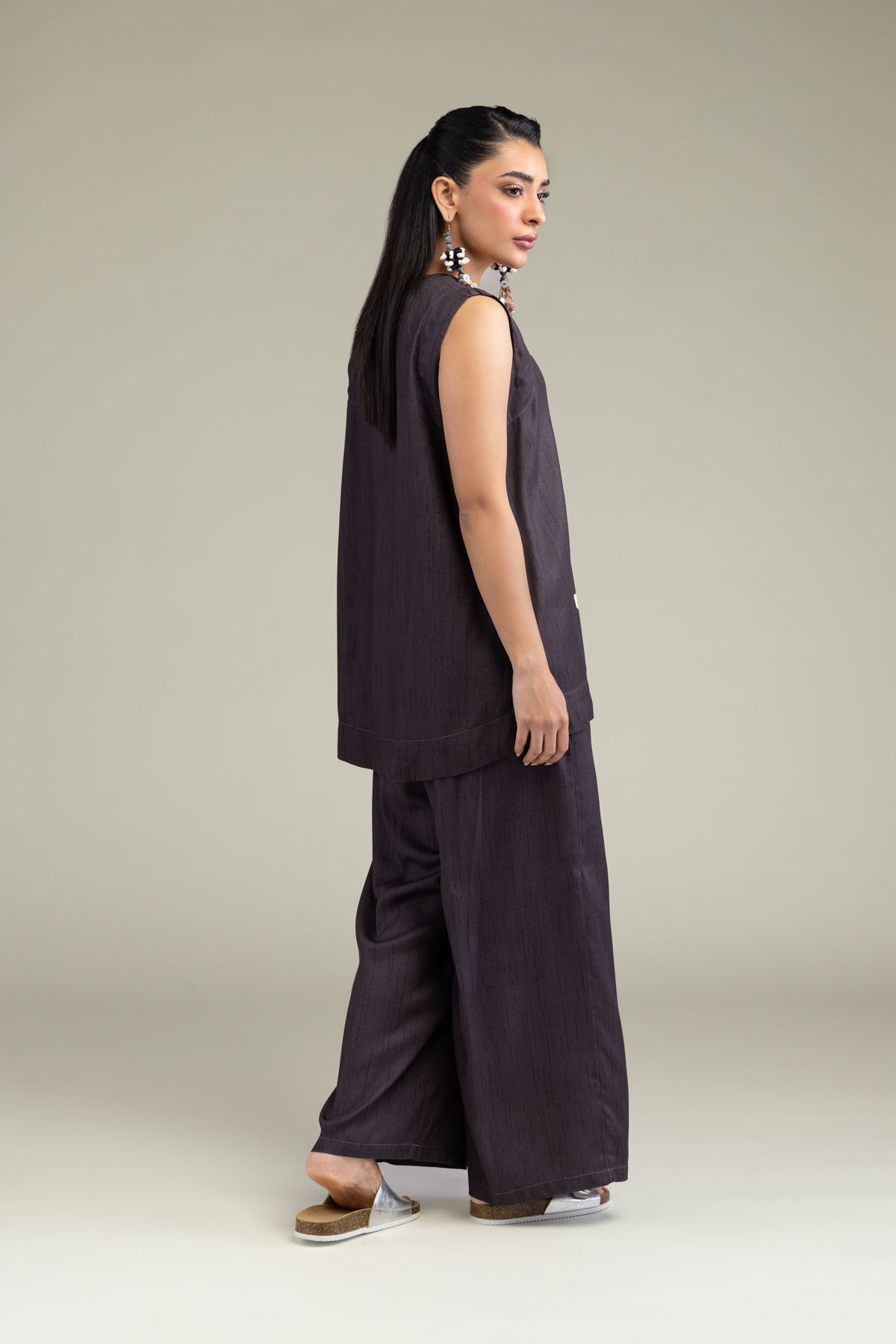 Printed Viscose Crepe Sleeveless Viscose Shirt - 6-26-206-B-B1-VG