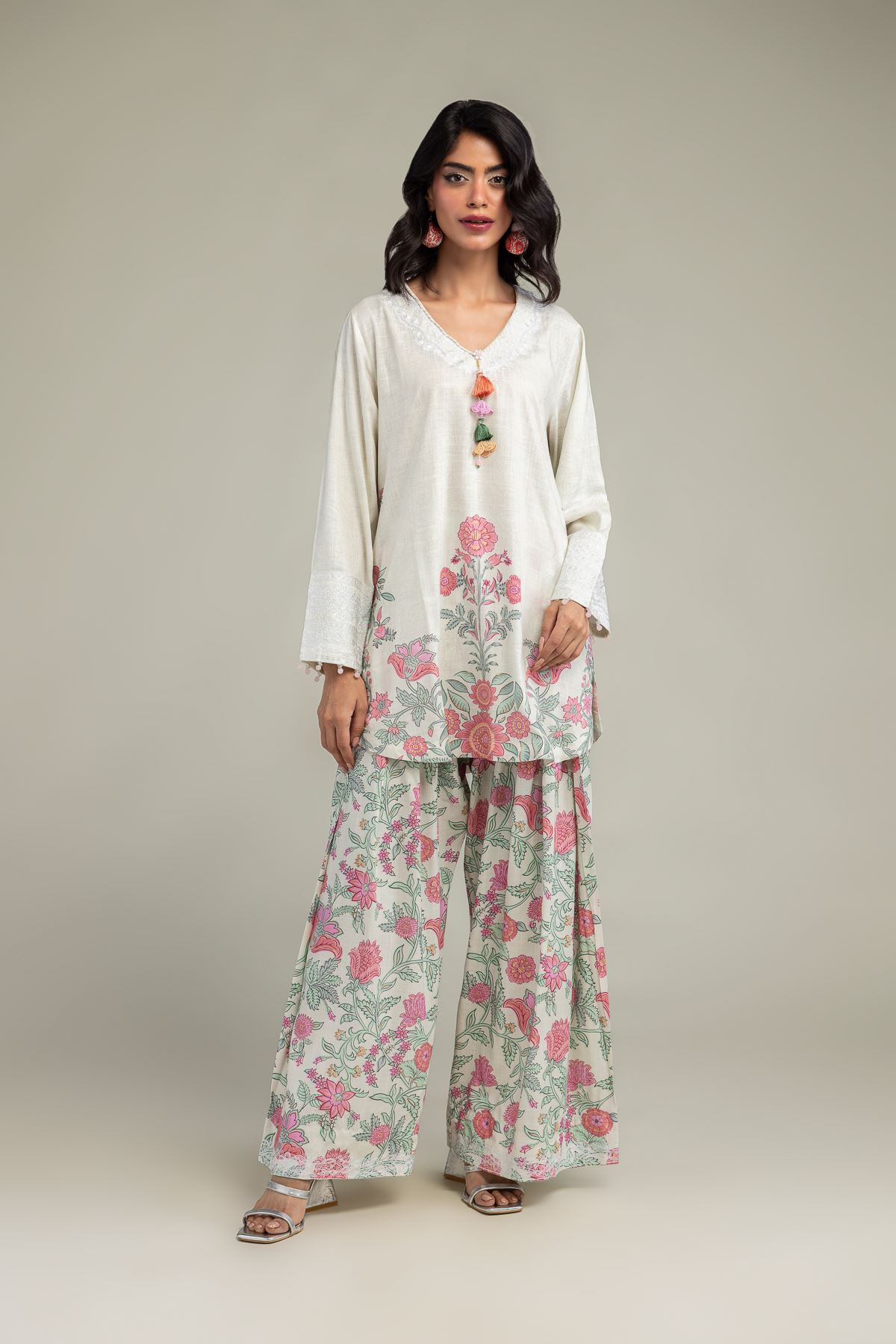 Embroidered Raw Silk Short Silk Kurta - 1-26-102-A-F-VG