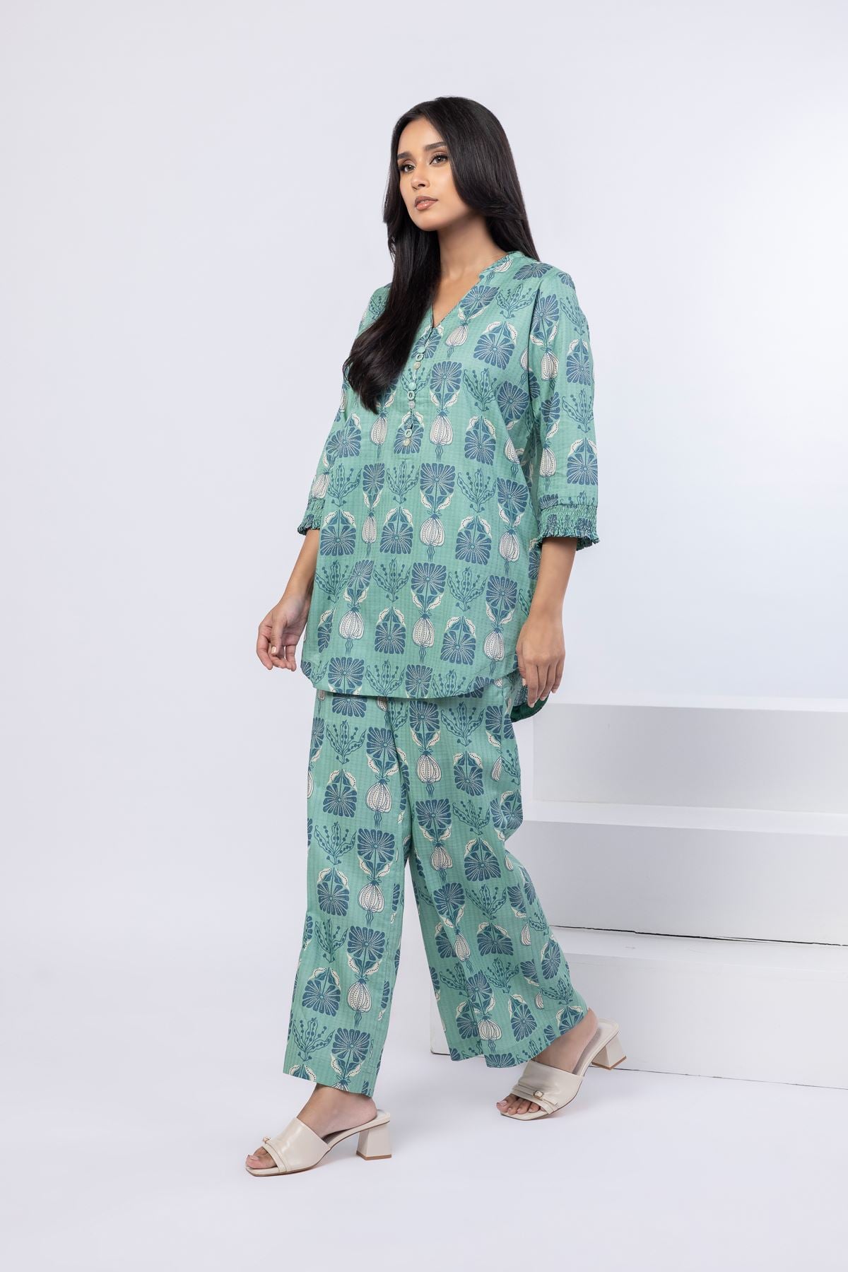 Printed Cotton Dobby Pants - 25-04E48-07TA-VG