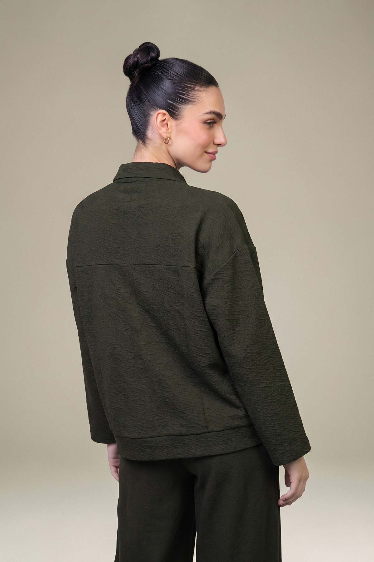 Dyed Textured Cotton Textured Cotton Jacket - 1-26-457-A-J1-VG