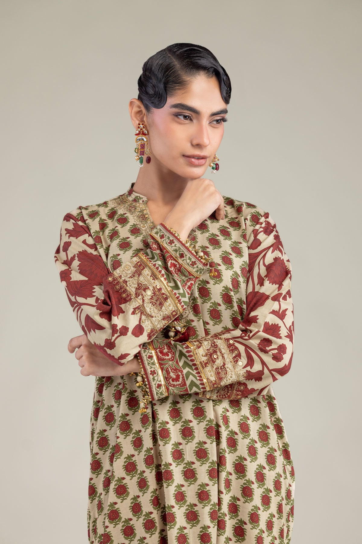 Embroidered Raw Silk Raw Silk Kurta - 1-26-102-A-F-VG