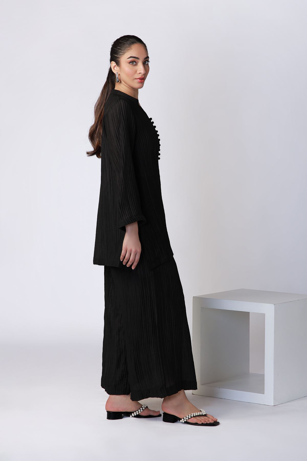 Dyed Ripple Crinkle Kurta - 25-07-7E7-09TA-VG