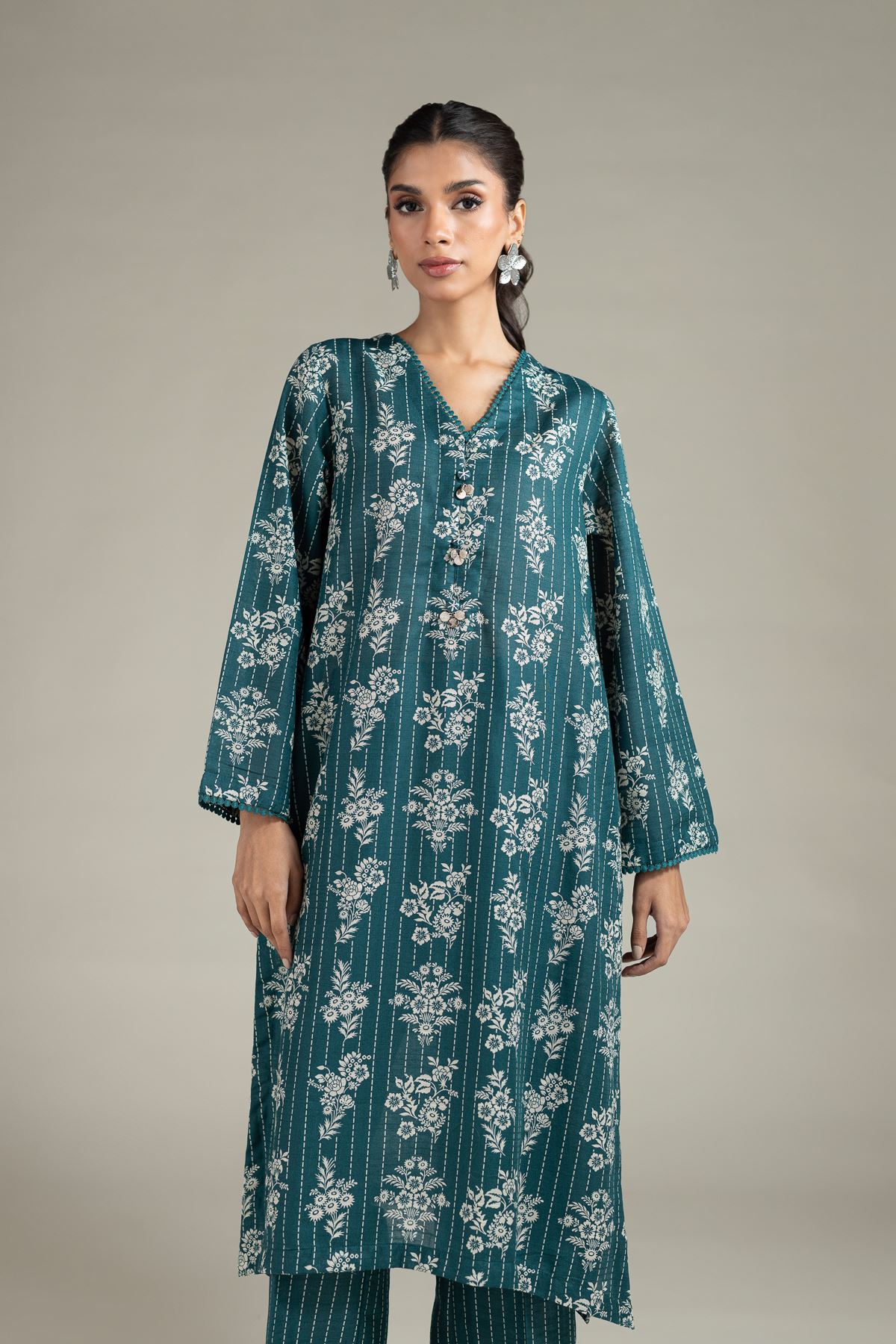 Dyed Textured Cotton Kurta - 25-09-9S3-07TB-VG
