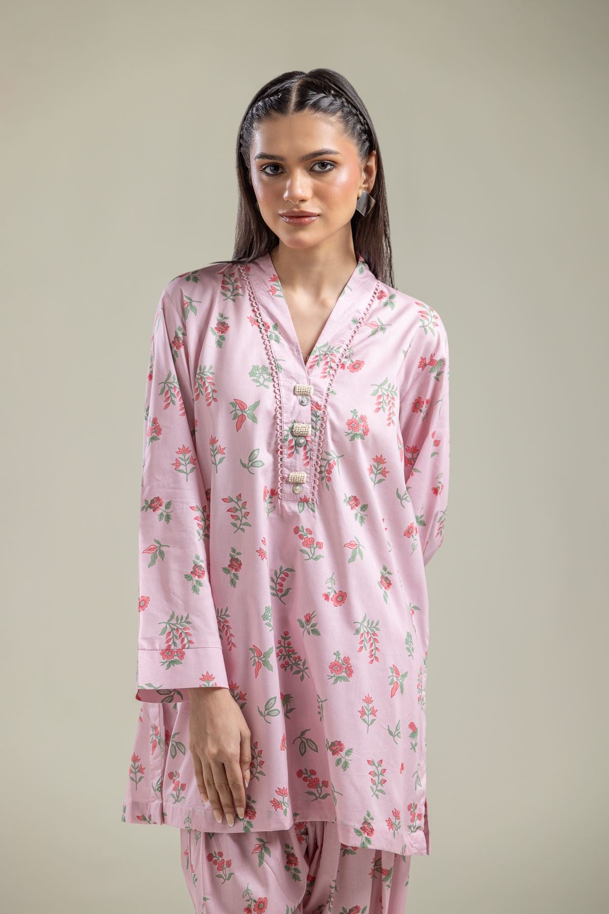 Printed Cotton Viscose Floral Pink Kurta - 1-26-134-A-F-VG