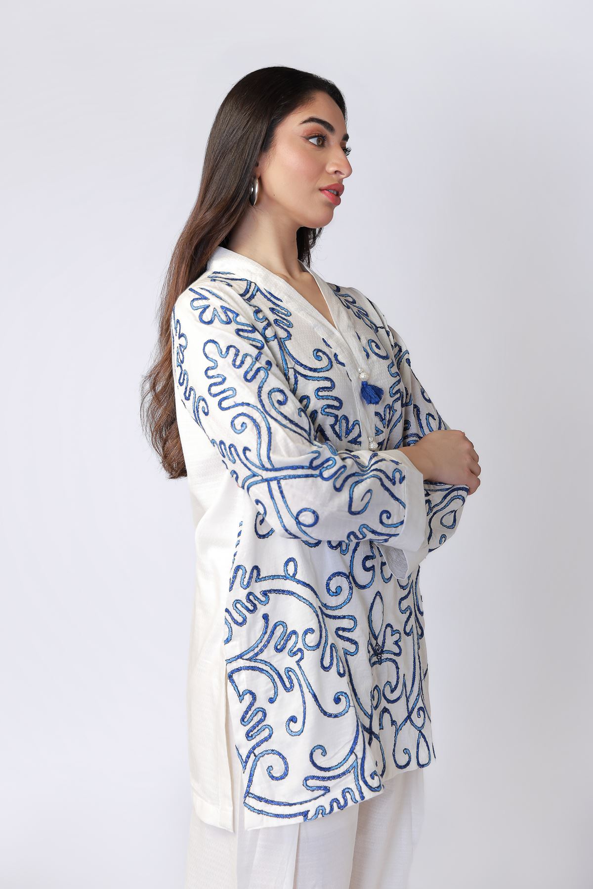 Embroidered Cotton Dobby Kurta - 25-09-10E1-09TB-VG