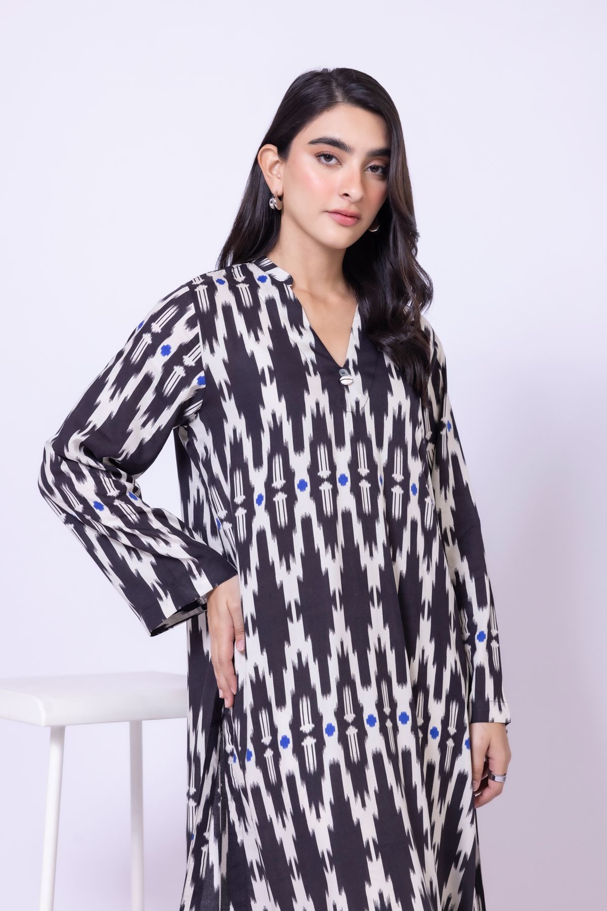 Printed Viscose Silk Kurta - 25-09-10E1-09TB-VG