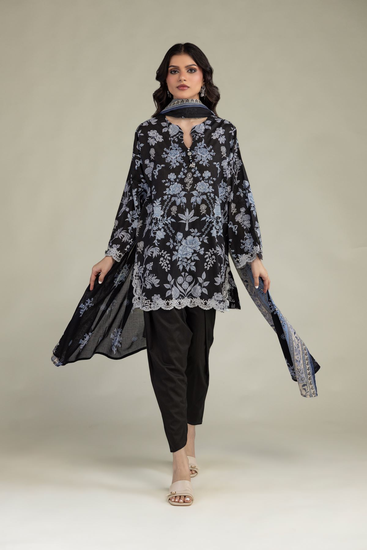 Embroidered Cambric Black Solid Shalwar - 1-26-102-A-F-VG